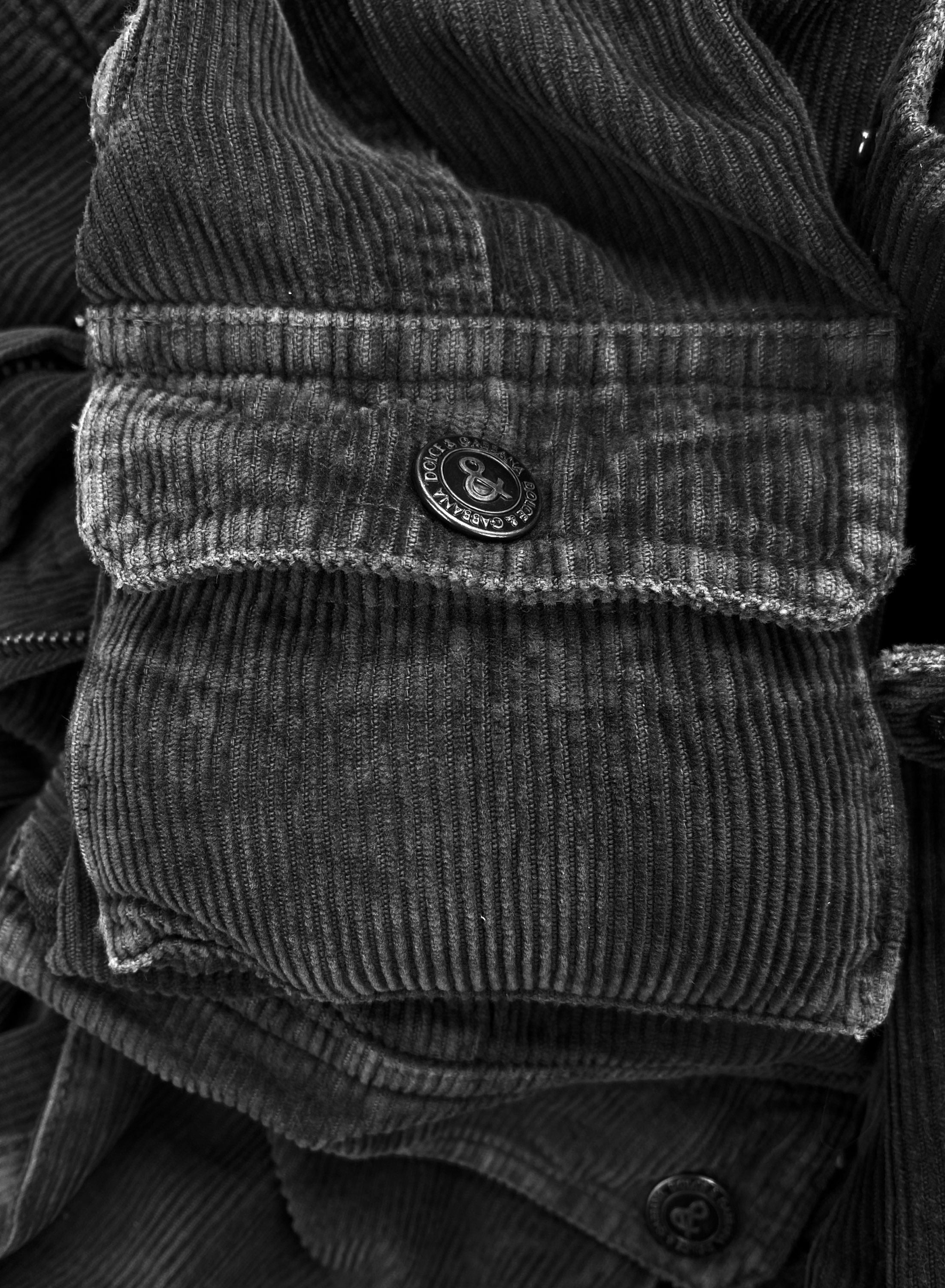 Dolce &amp; Gabbana 3D Corduroy Grey Cargo Multi-Pocket Pants
