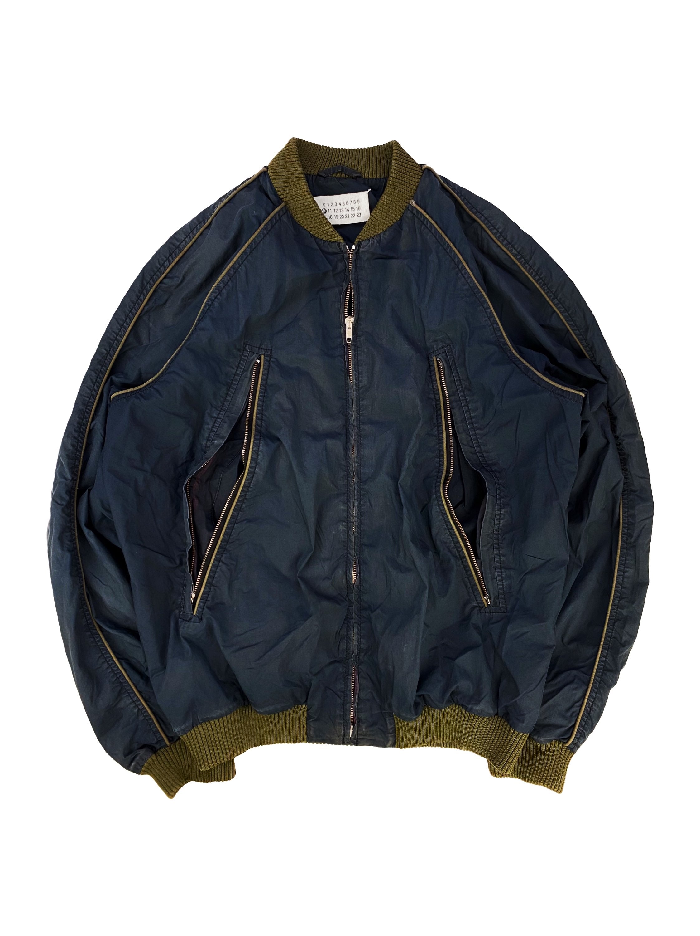 SS04 Maison Margiela Contrast Stripe 5-Zip Bomber Jacket