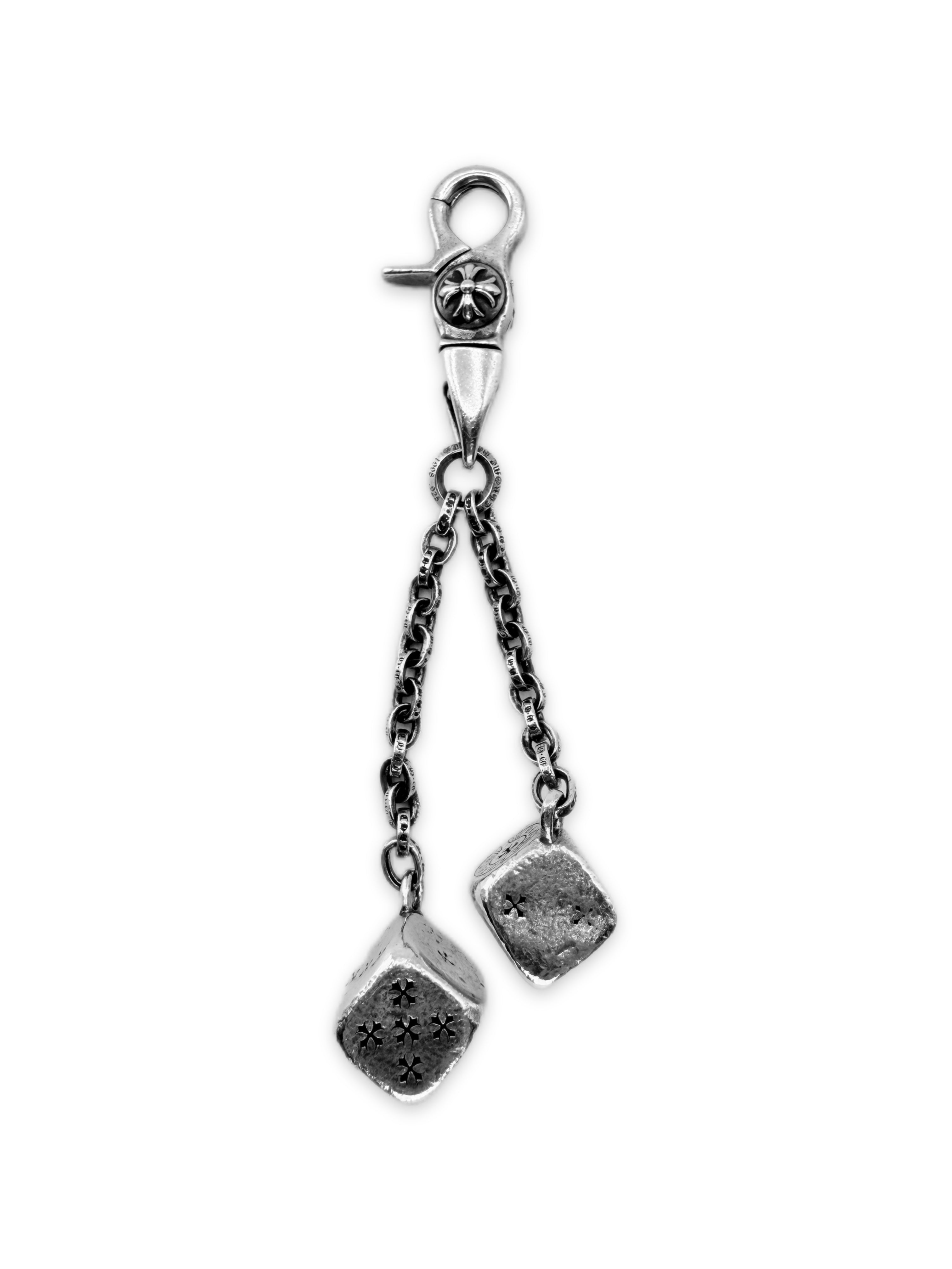 Chrome Hearts Dice Paper Chain Lobster Clasp .925 Silver Keychain