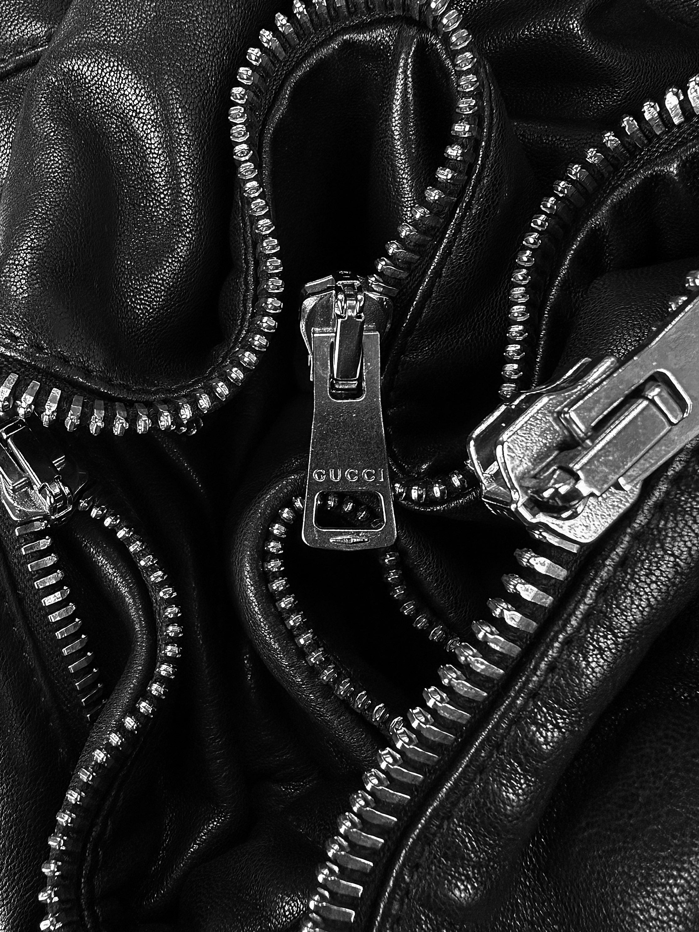 00s Gucci by Tom Ford ‘Alien’ Padded Cowhide Leather Biker Jacket