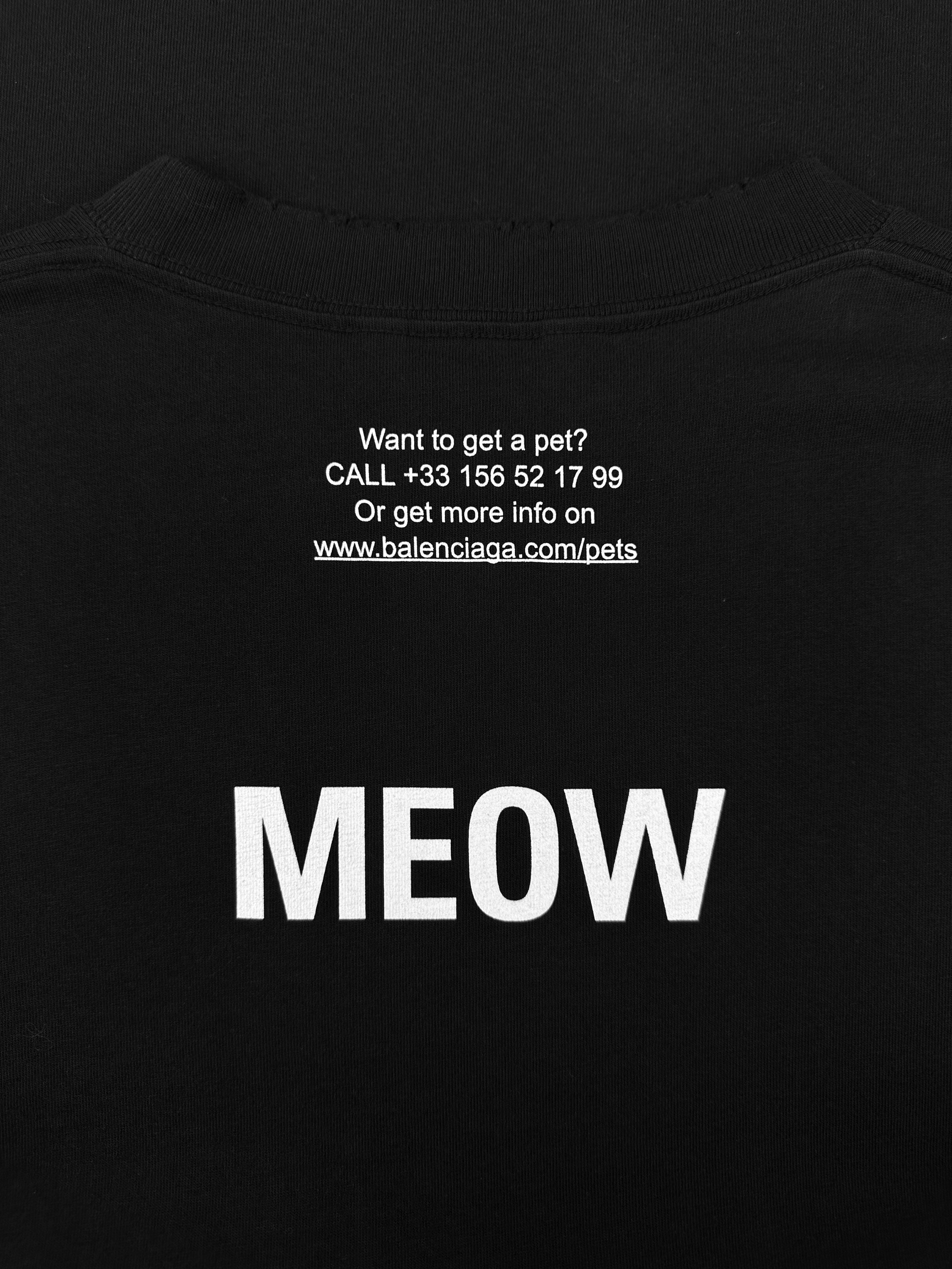 SS20 Balenciaga ‘I Love Cats’ Black Meow Graphic T-Shirt