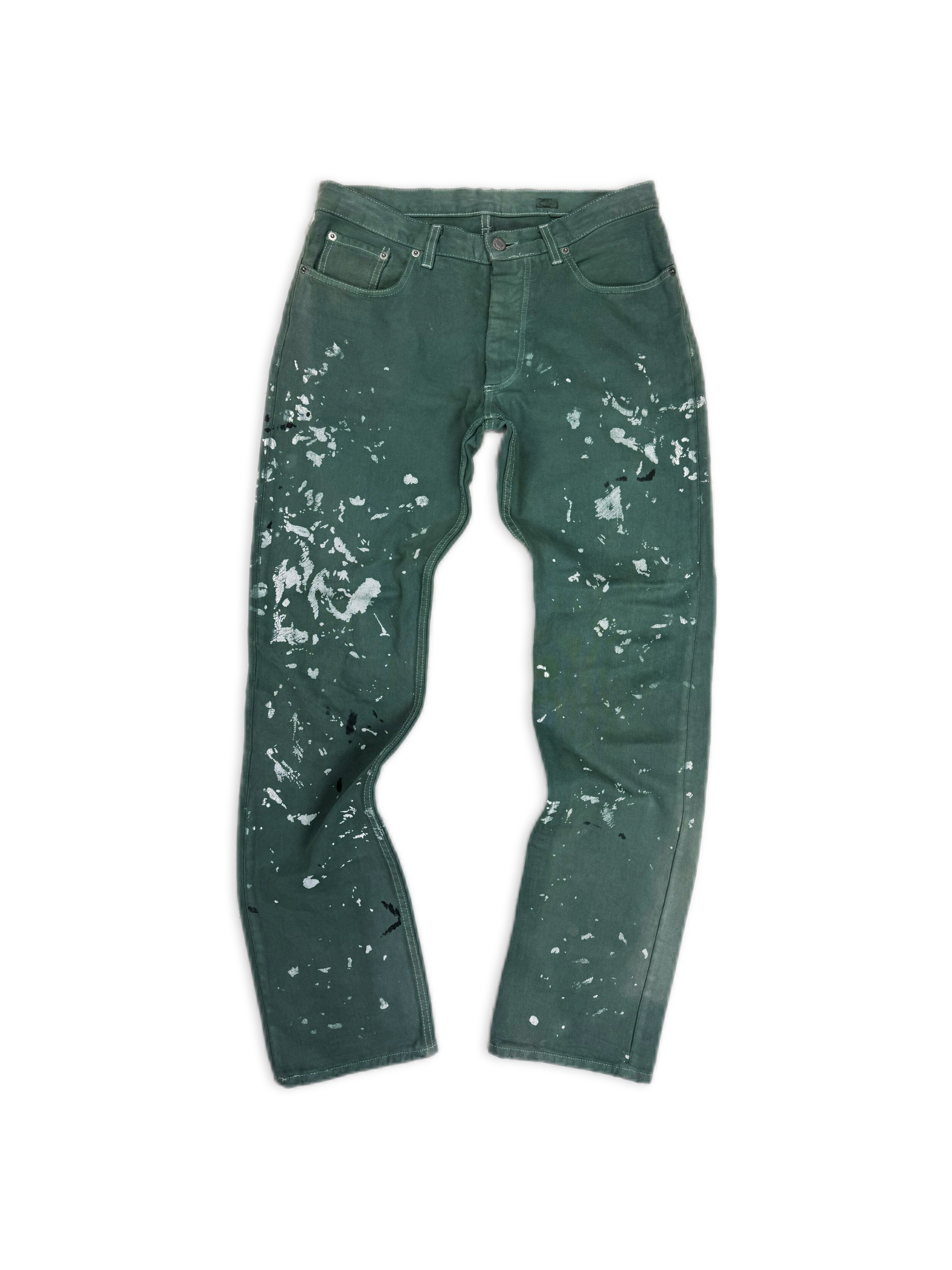 1998 Helmut Lang Teal Painter Boot Cut Vintage Denim
