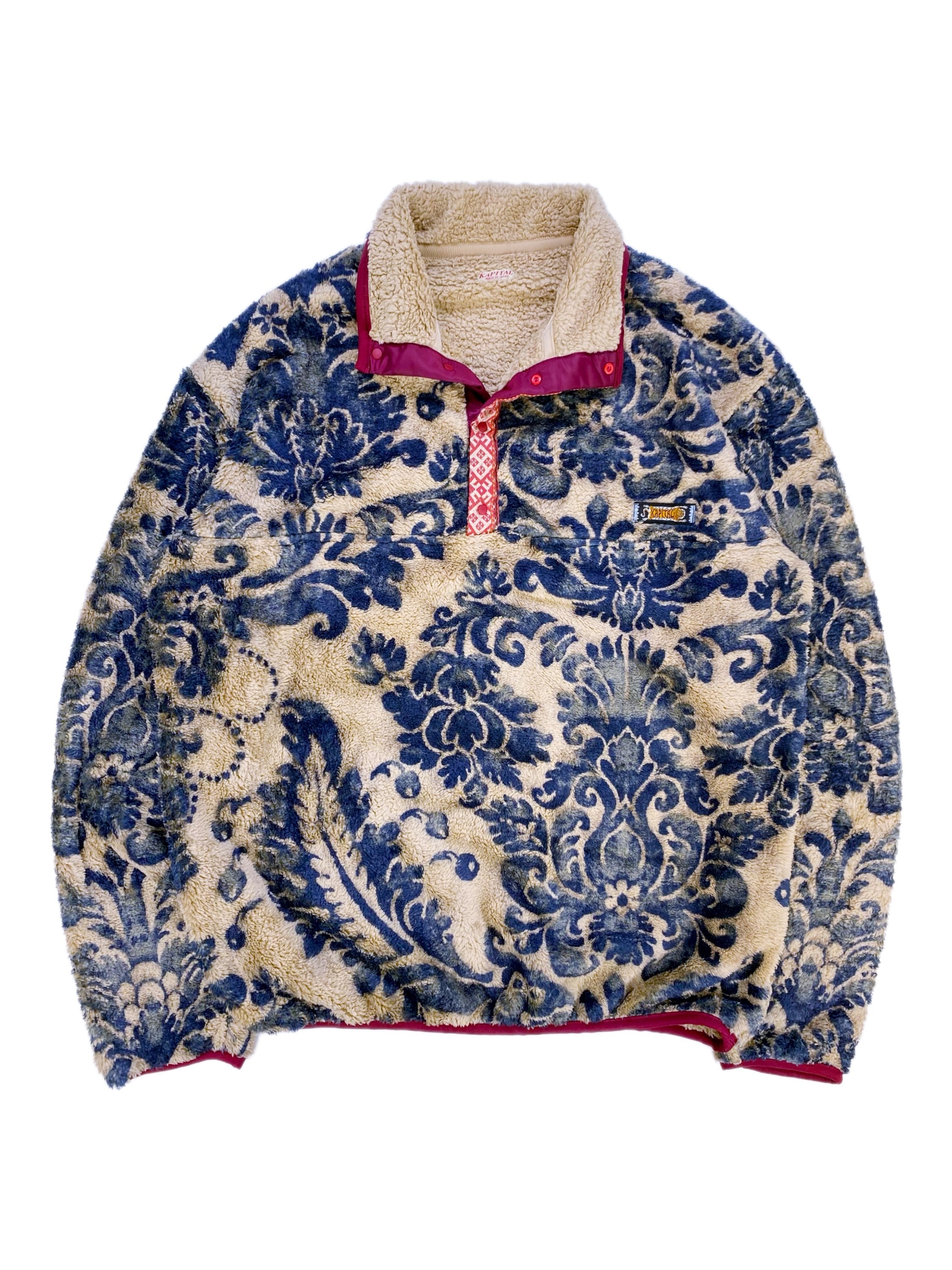 Kapital Damask Fleece Pull Over Floral Pattern Jacket