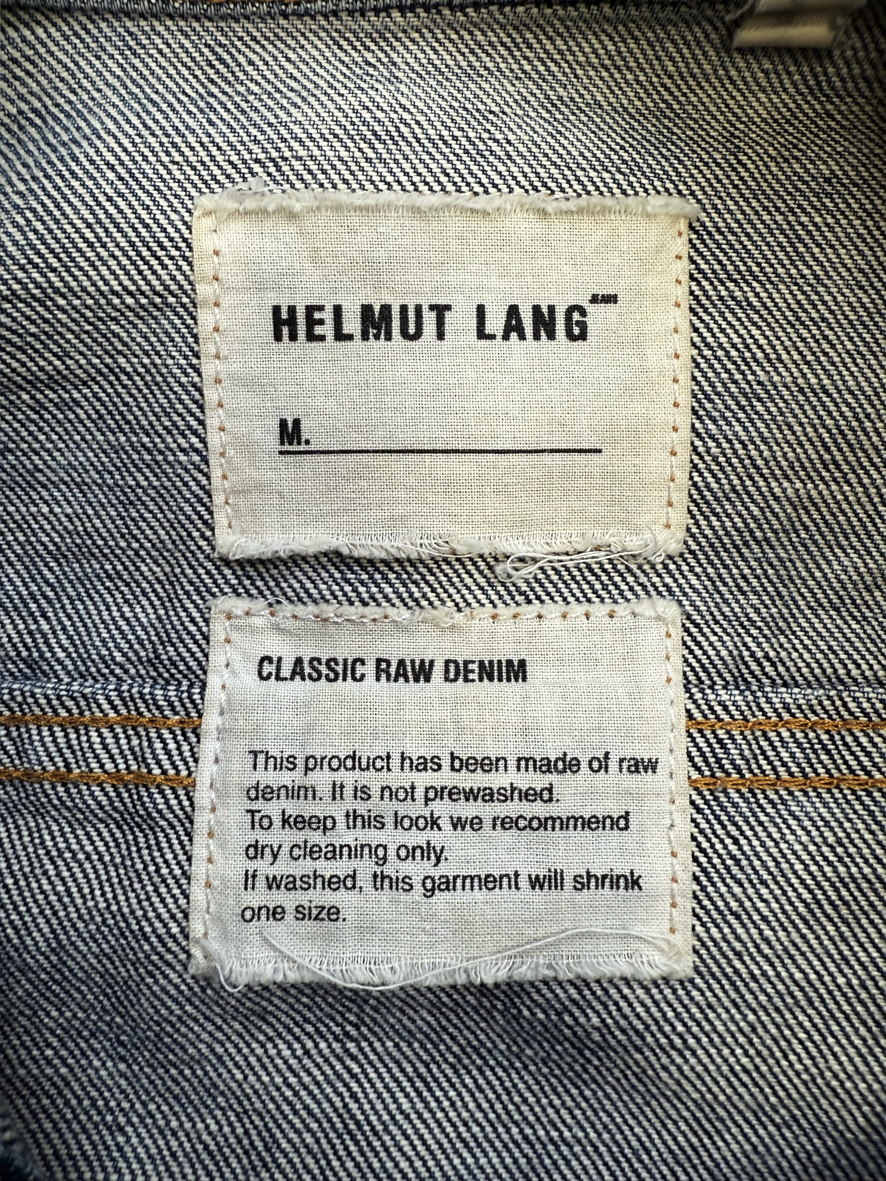 00s Helmut Lang Classic Cut Raw Blue Whiskered Denim Jacket