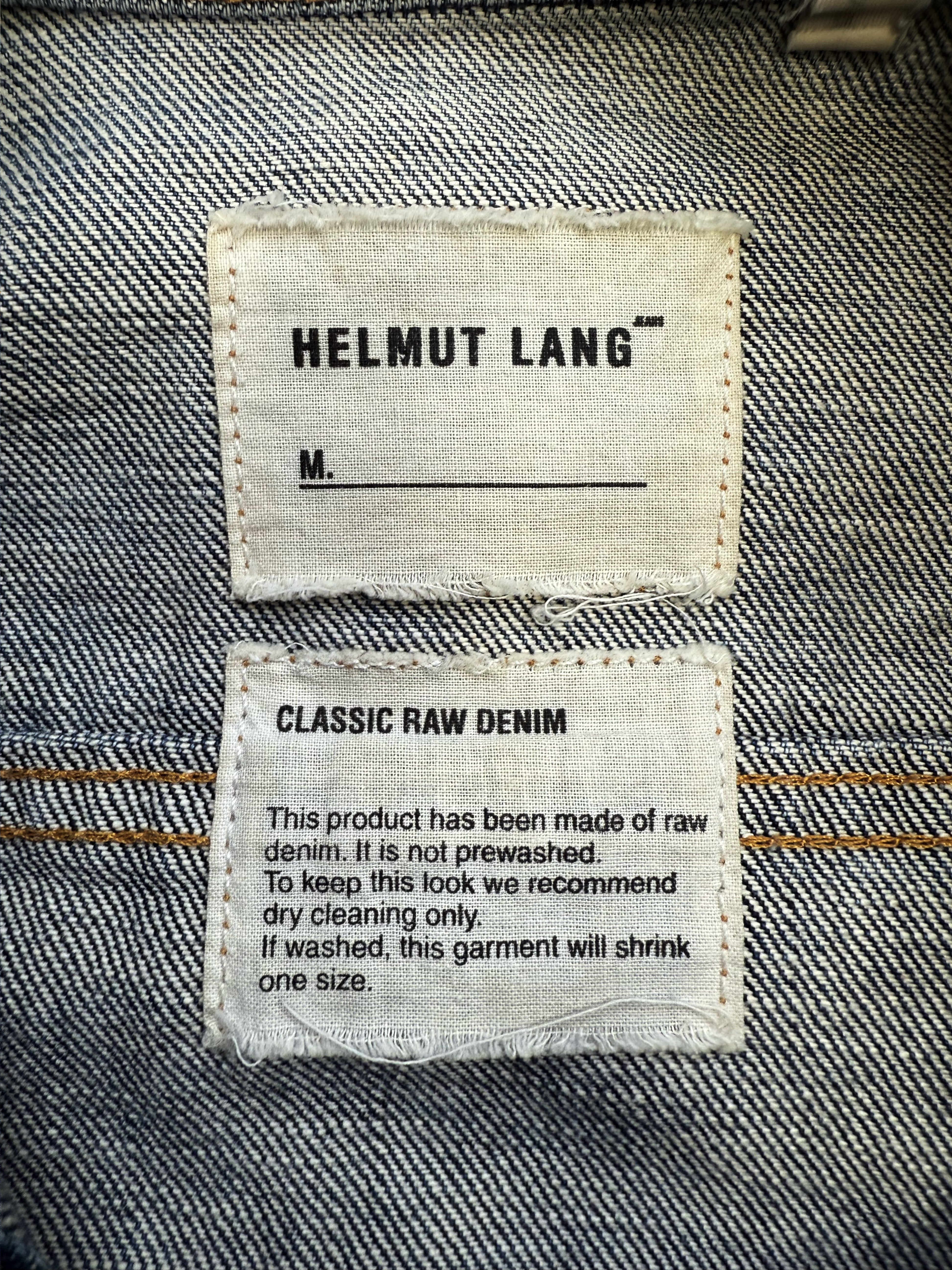 00s Helmut Lang Classic Cut Raw Blue Whiskered Denim Jacket