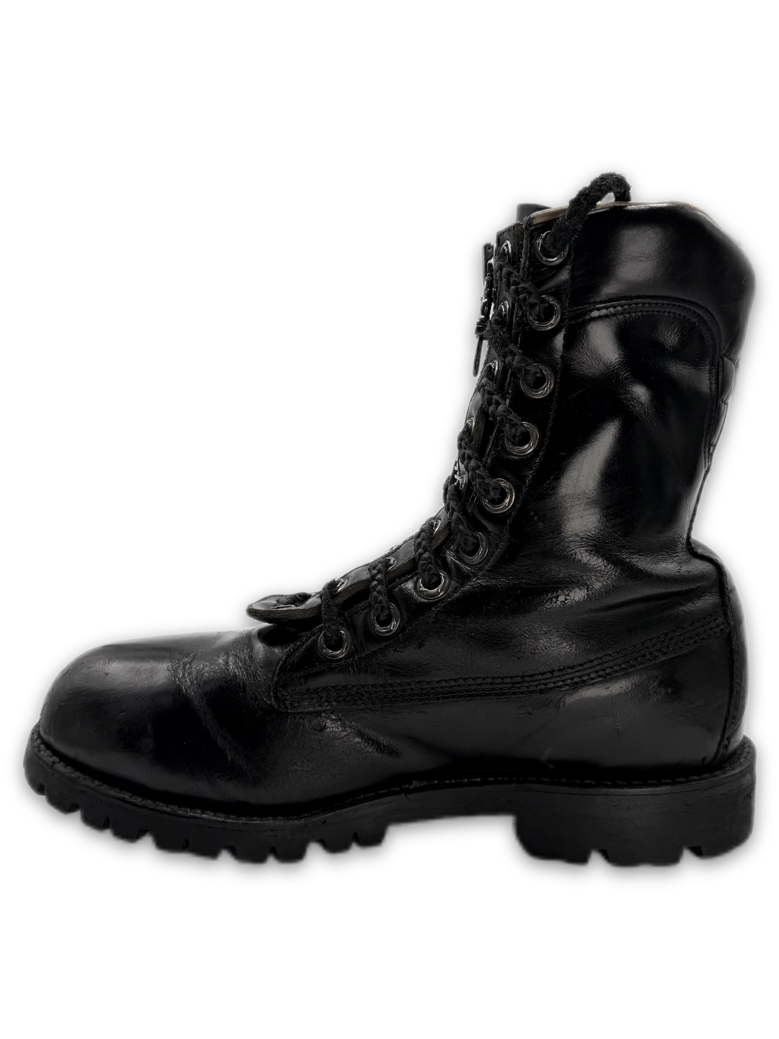 Chrome Hearts x Chippewa Front Dagger Zip Leather Fireman Boots