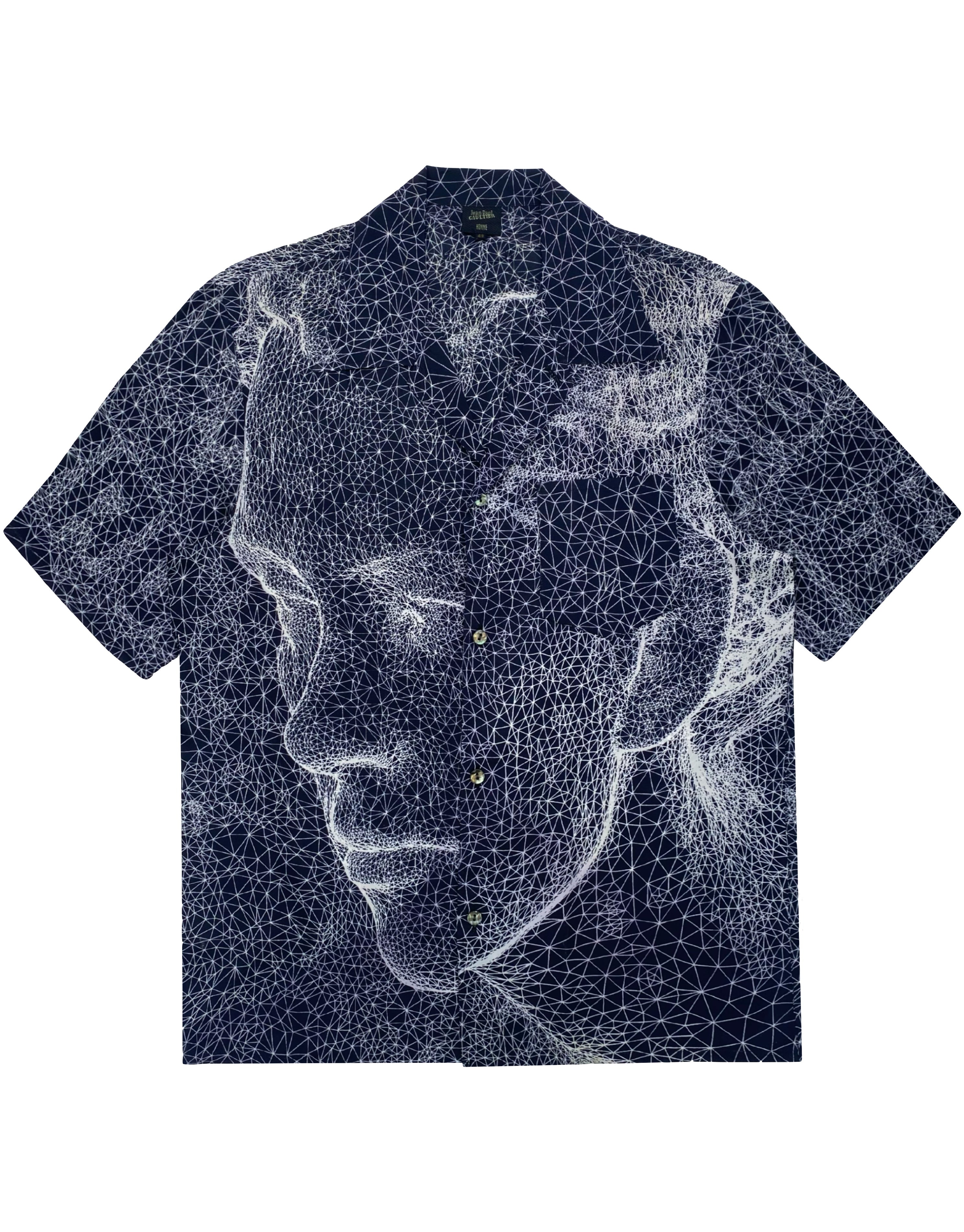 SS01 Jean Paul Gaultier Face Constellation Camp Collar Shirt