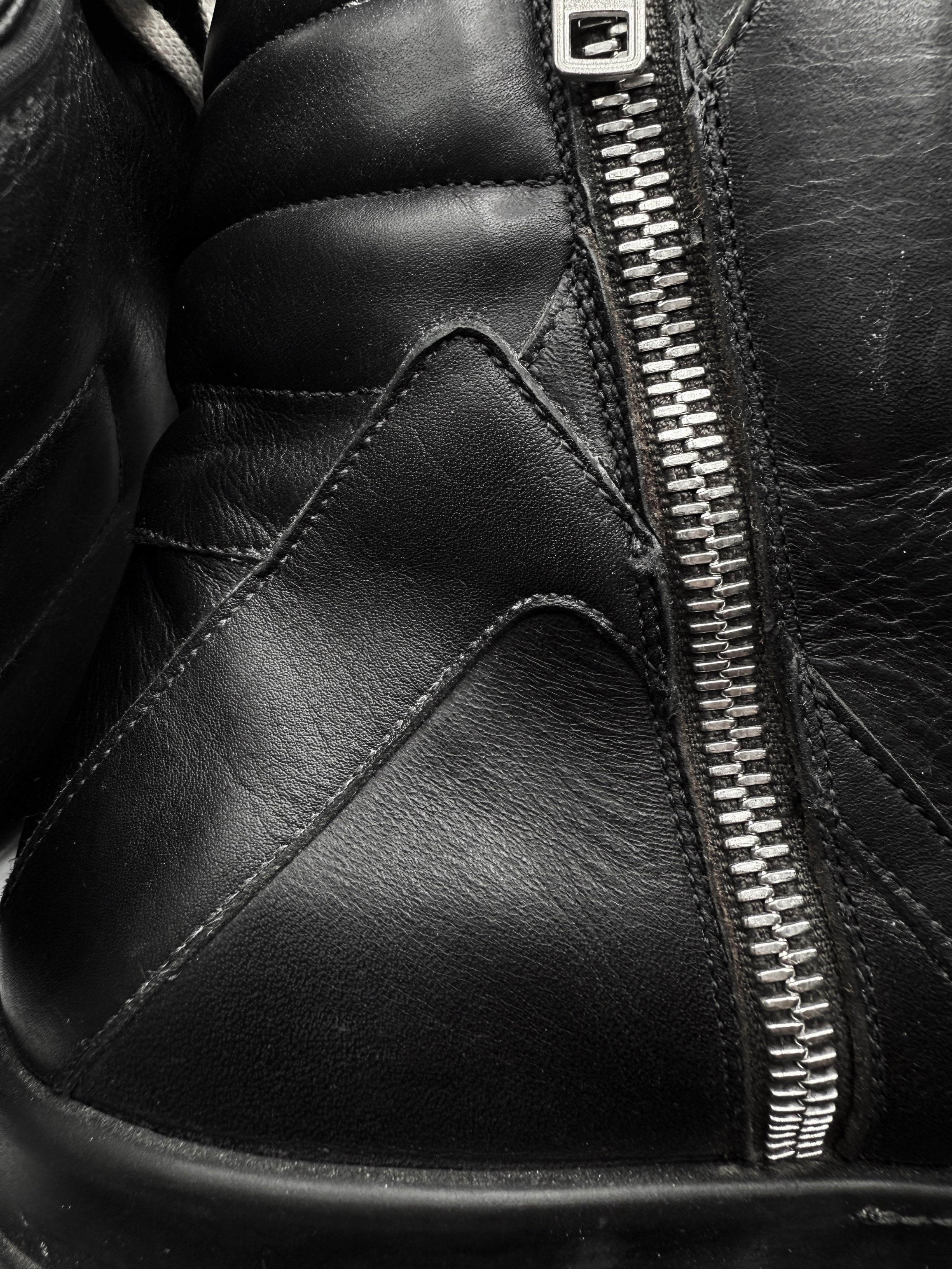 Rick Owens Geobasket Triple Black Leather Hi-top Side-zip Sneakers