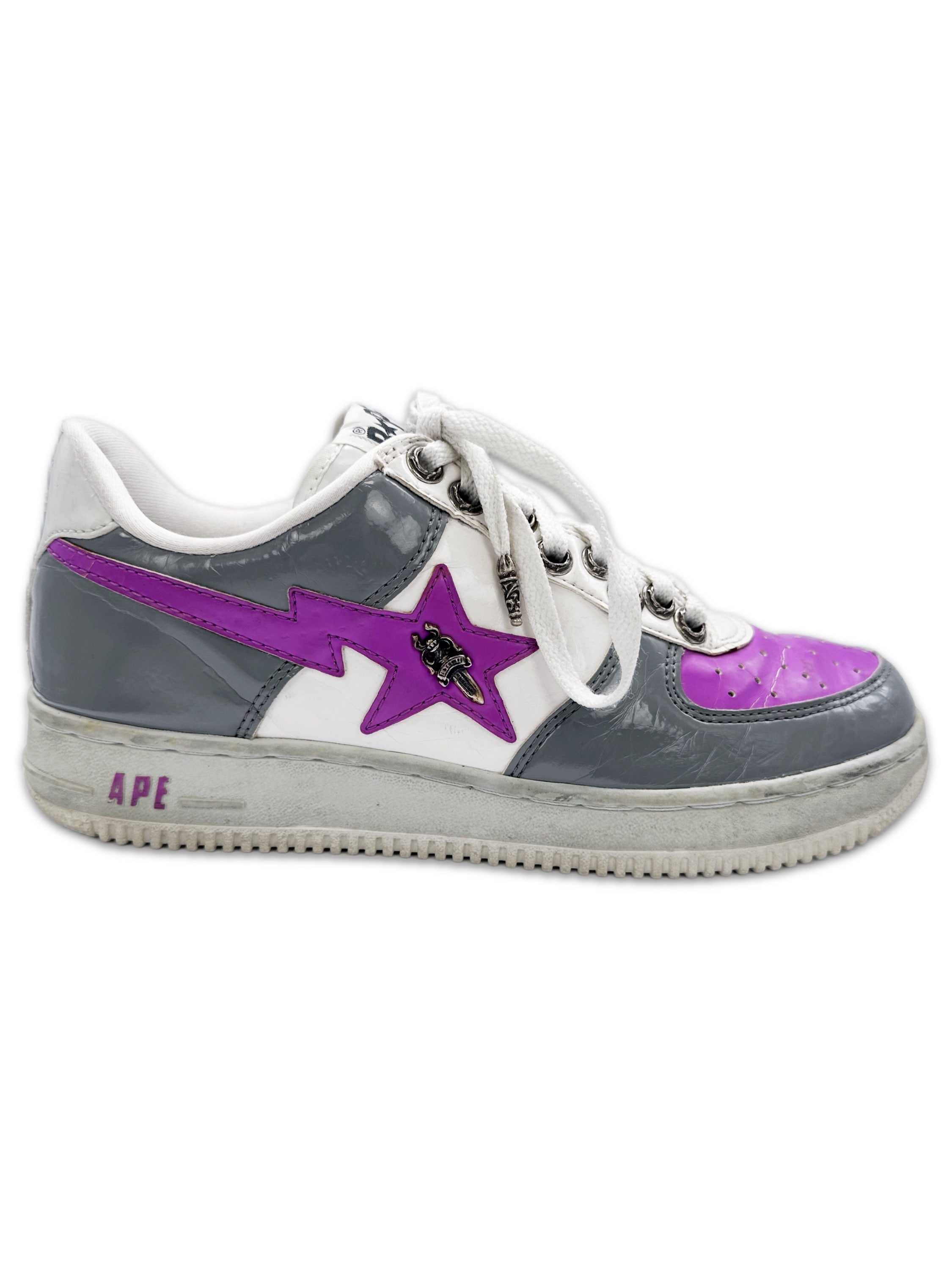 00s Chrome Hearts x Bape 1/35 Purple ‘Bapesta’ Leather Sneakers