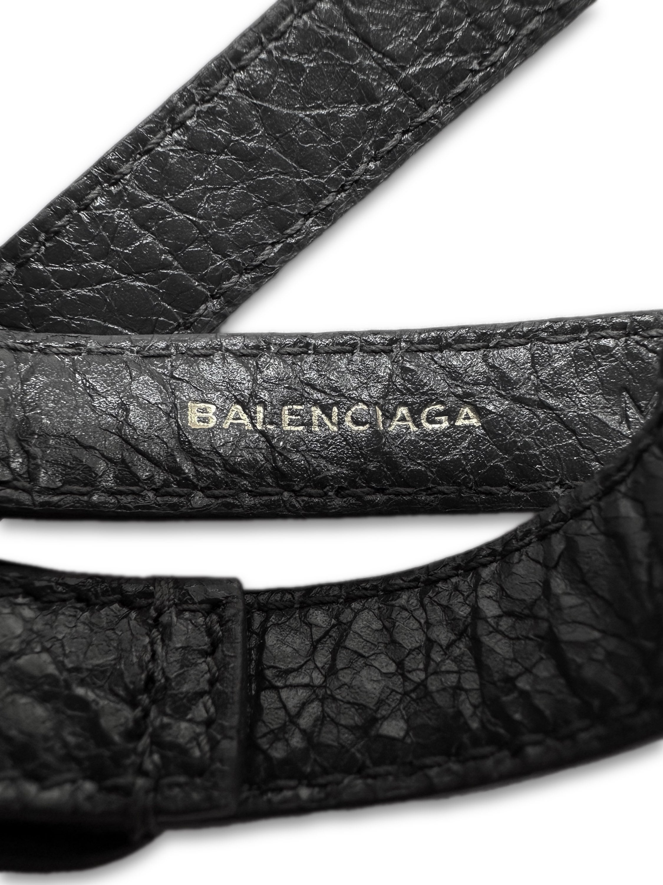 Balenciaga ‘City’ Triple Wrap Black Leather Belted Choker/Bracelet