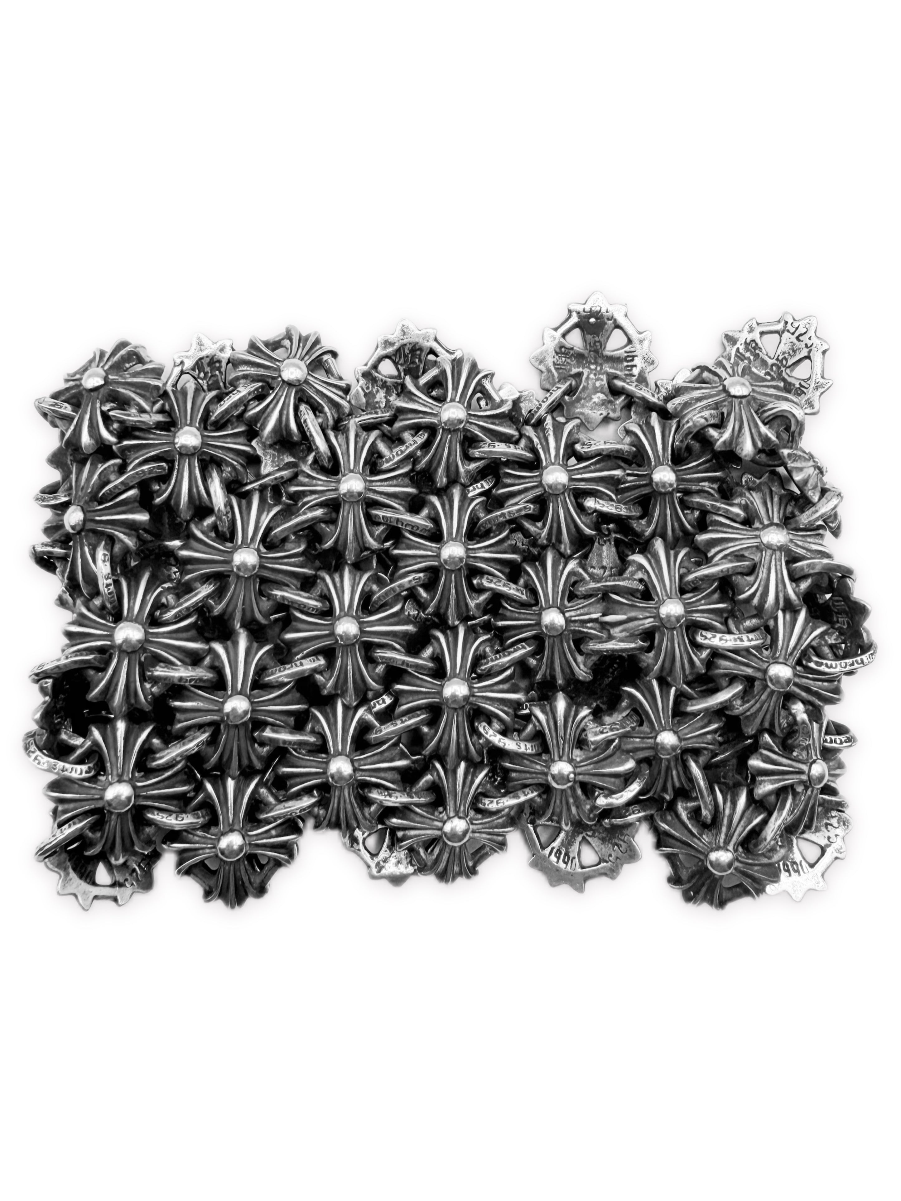 Chrome Hearts Plus Monogram Chain Mail .925 Silver Cuff Bracelet