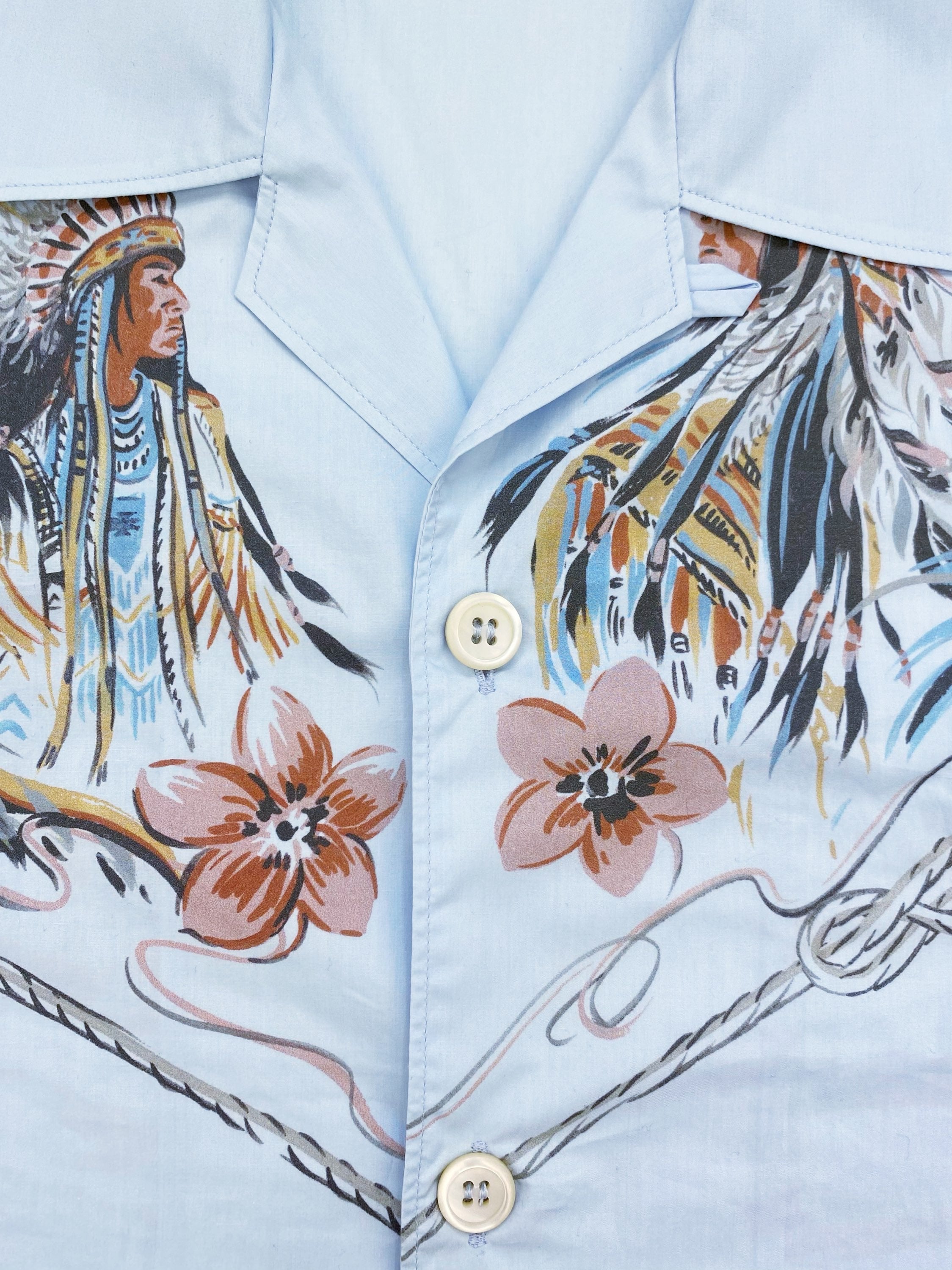 SS18 Prada Native Print Camp Collar Shortsleeve Button Up