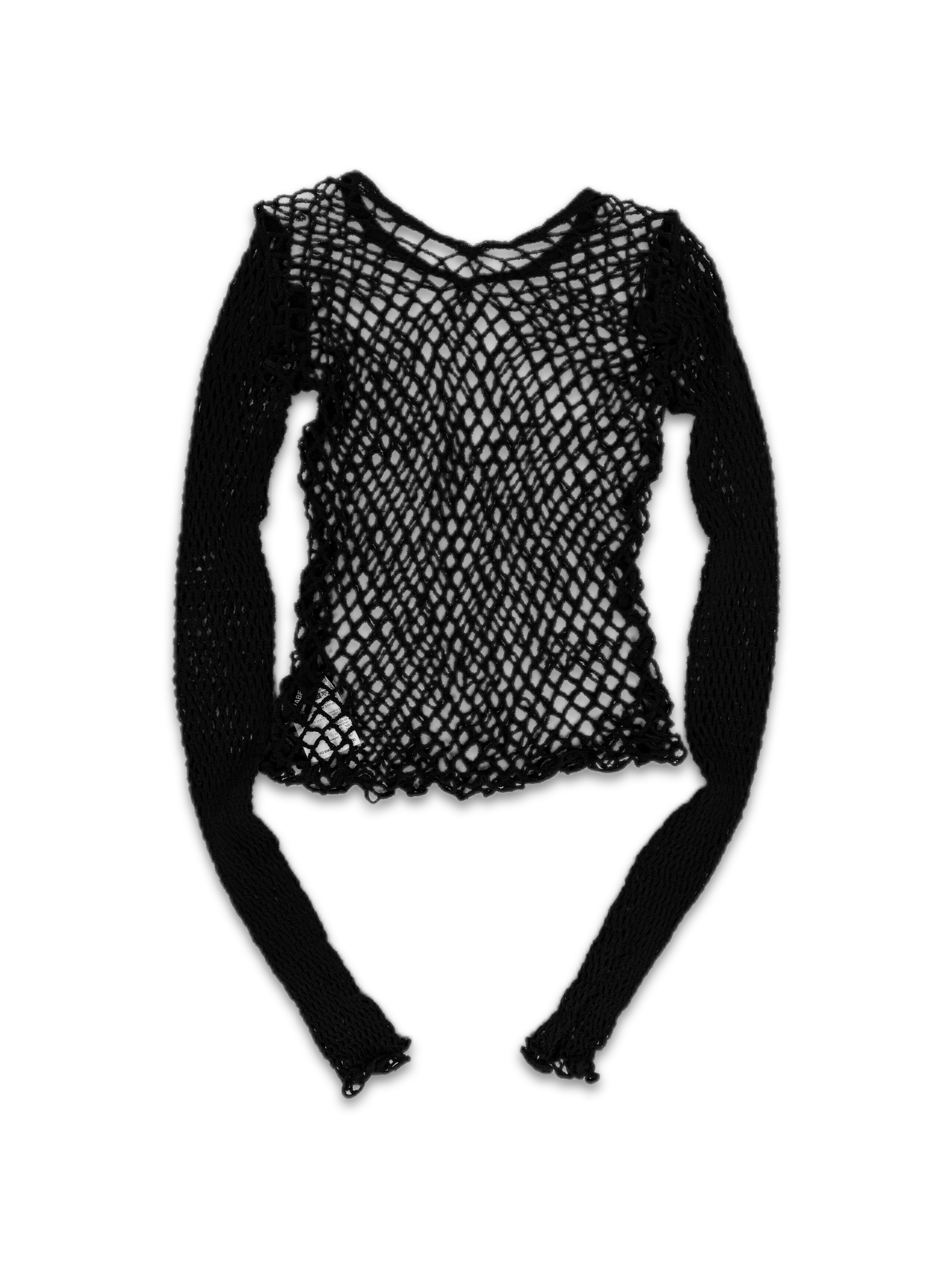 2018 Junya Watanabe Fishnet Black Long Sleeve Shirt