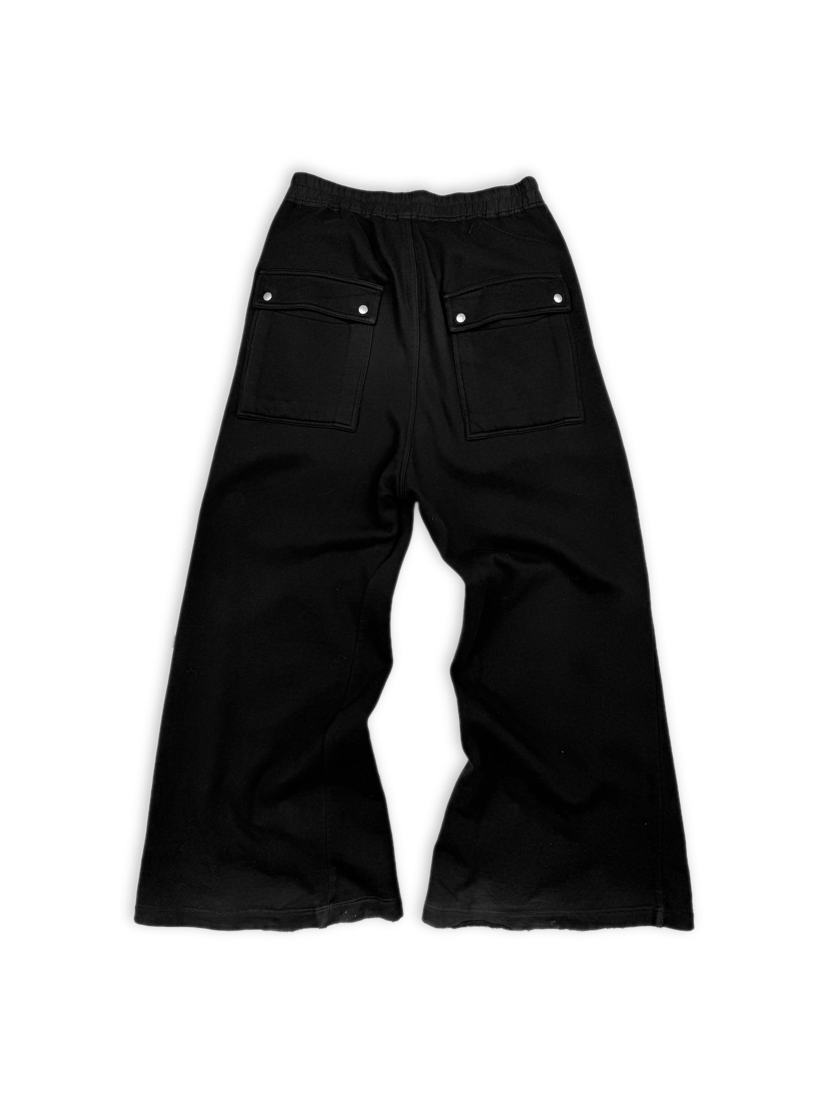Rick Owens Black Flared ‘Bela’ Front Zip Sweat Pants