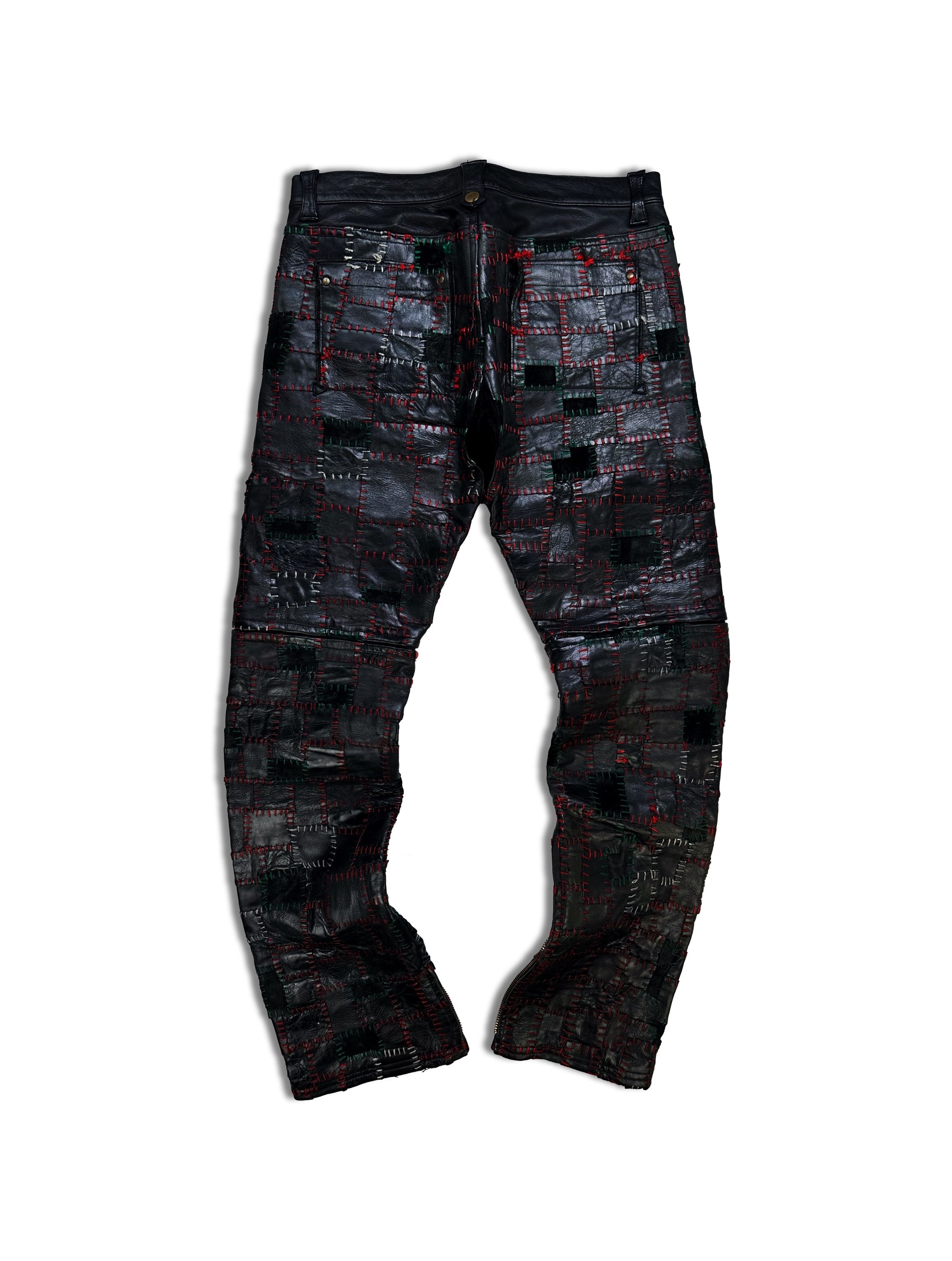 AW13 Blackmeans ‘Scab’ Calfskin Leather Patchwork Crust Pants