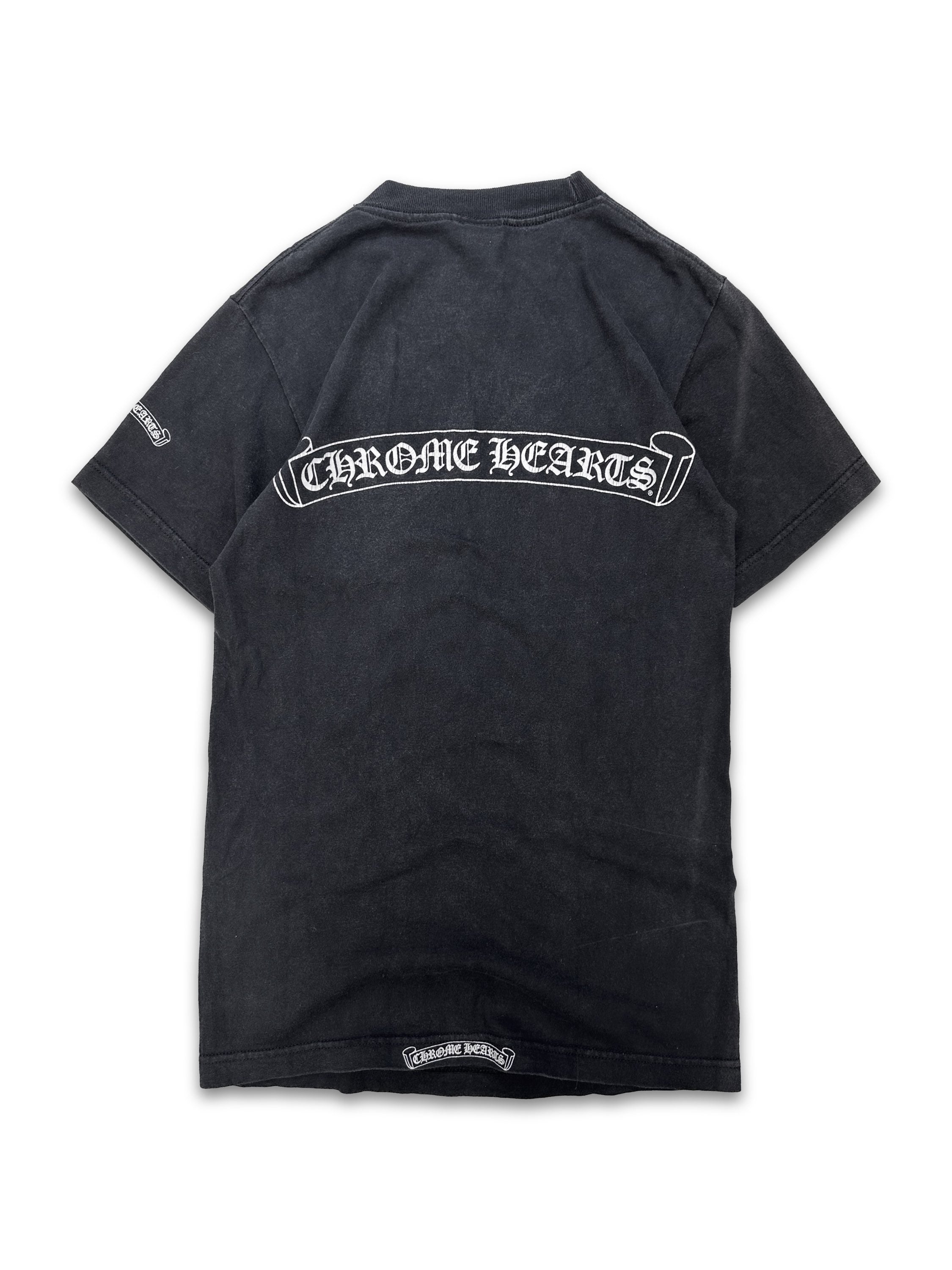 00s Chrome Hearts ‘Scroll’ Logo Washed Grey Pocket T-Shirt