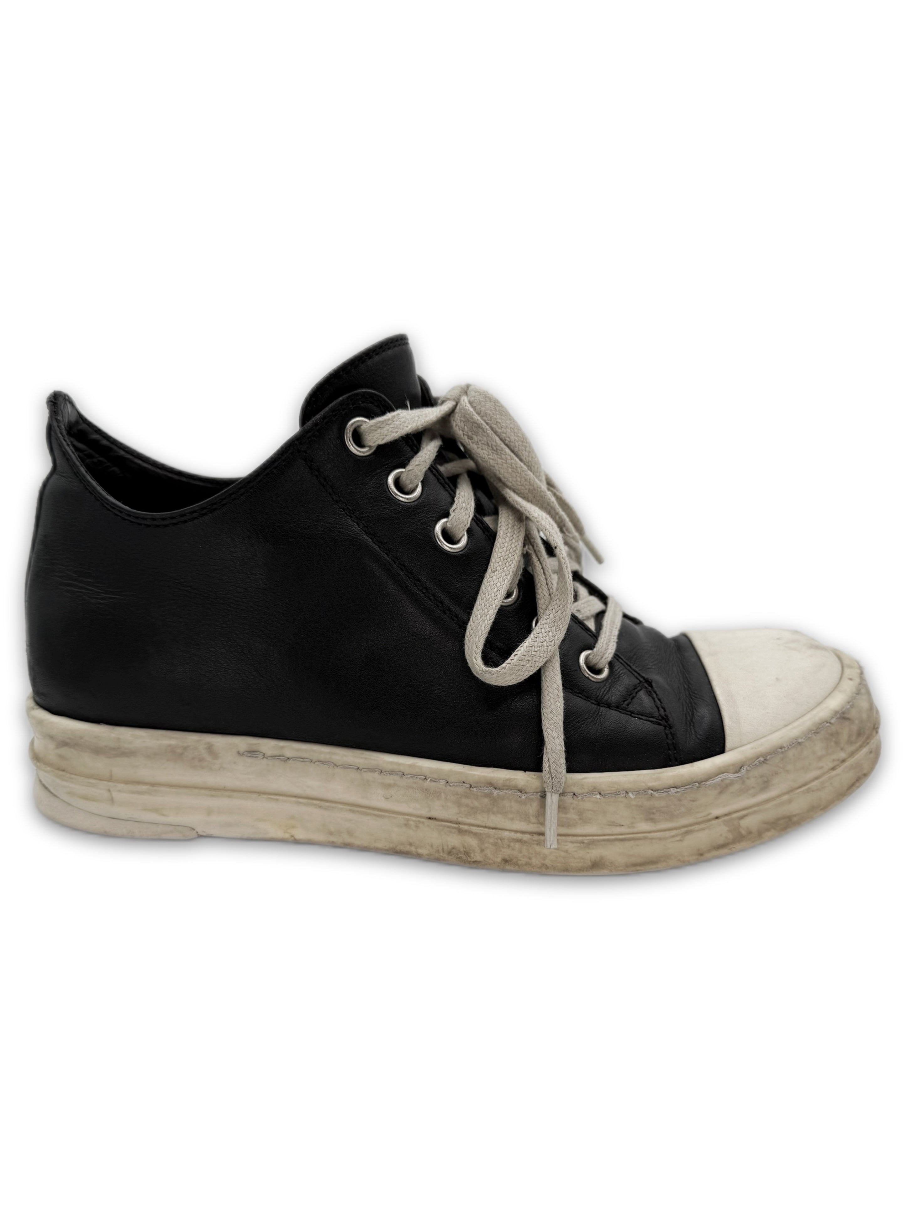 Rick Owens ‘Ramone’ Low-top Black Leather Sneakers