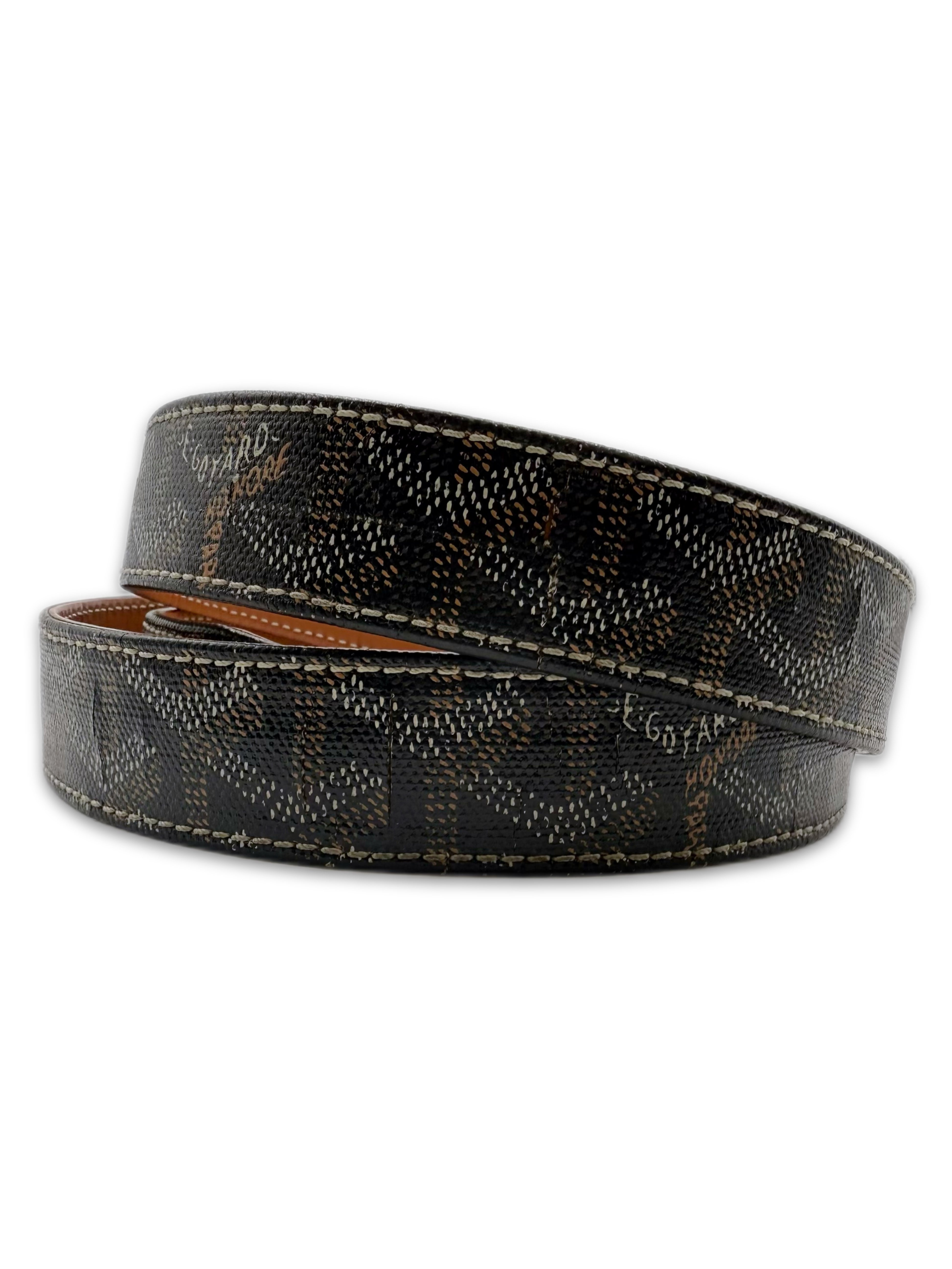 Goyard Brown ‘Goyardine’ Leather Silver Buckle Belt