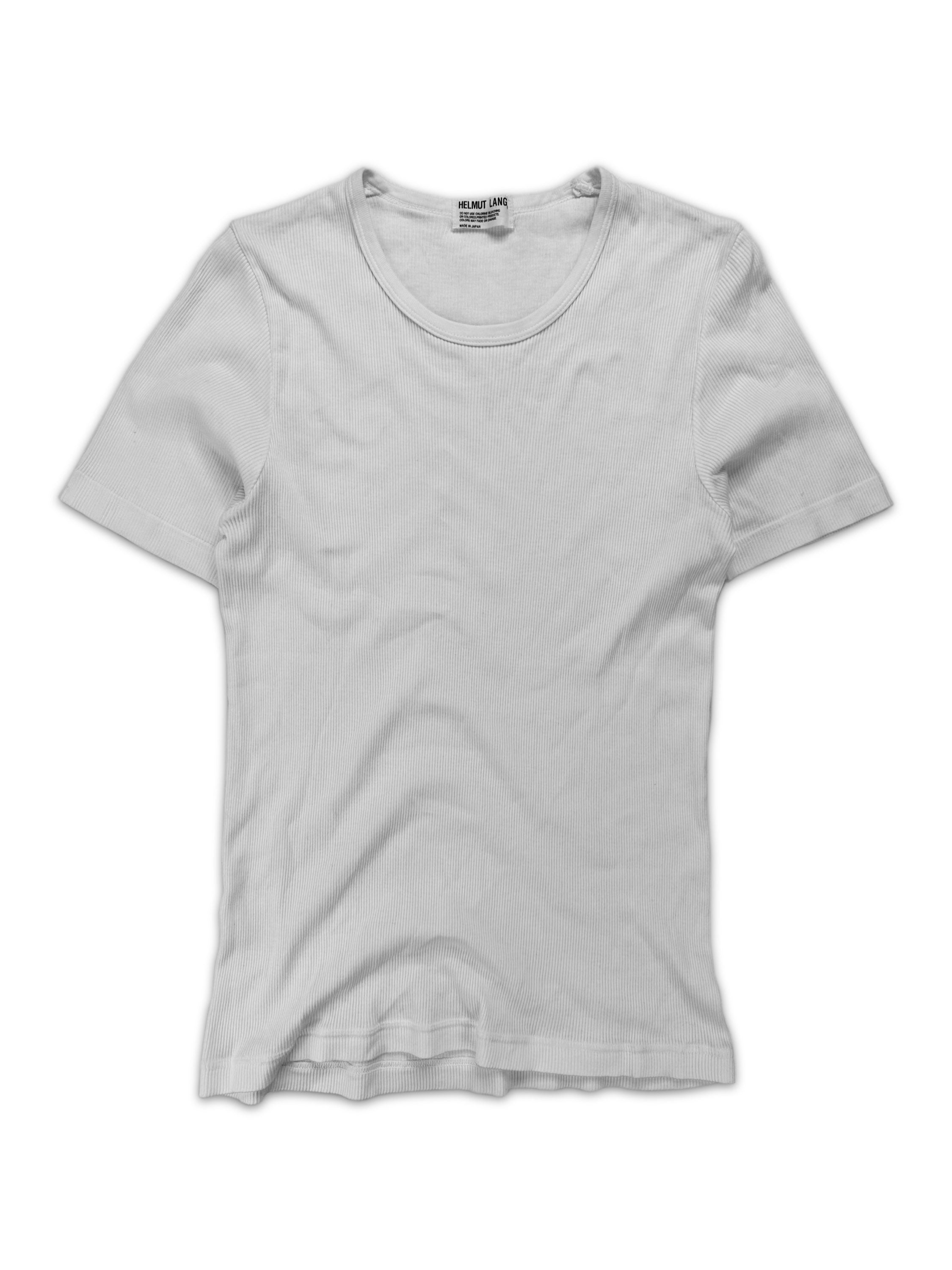 AW98 Helmut Lang White Ribbed Cotton T-Shirt