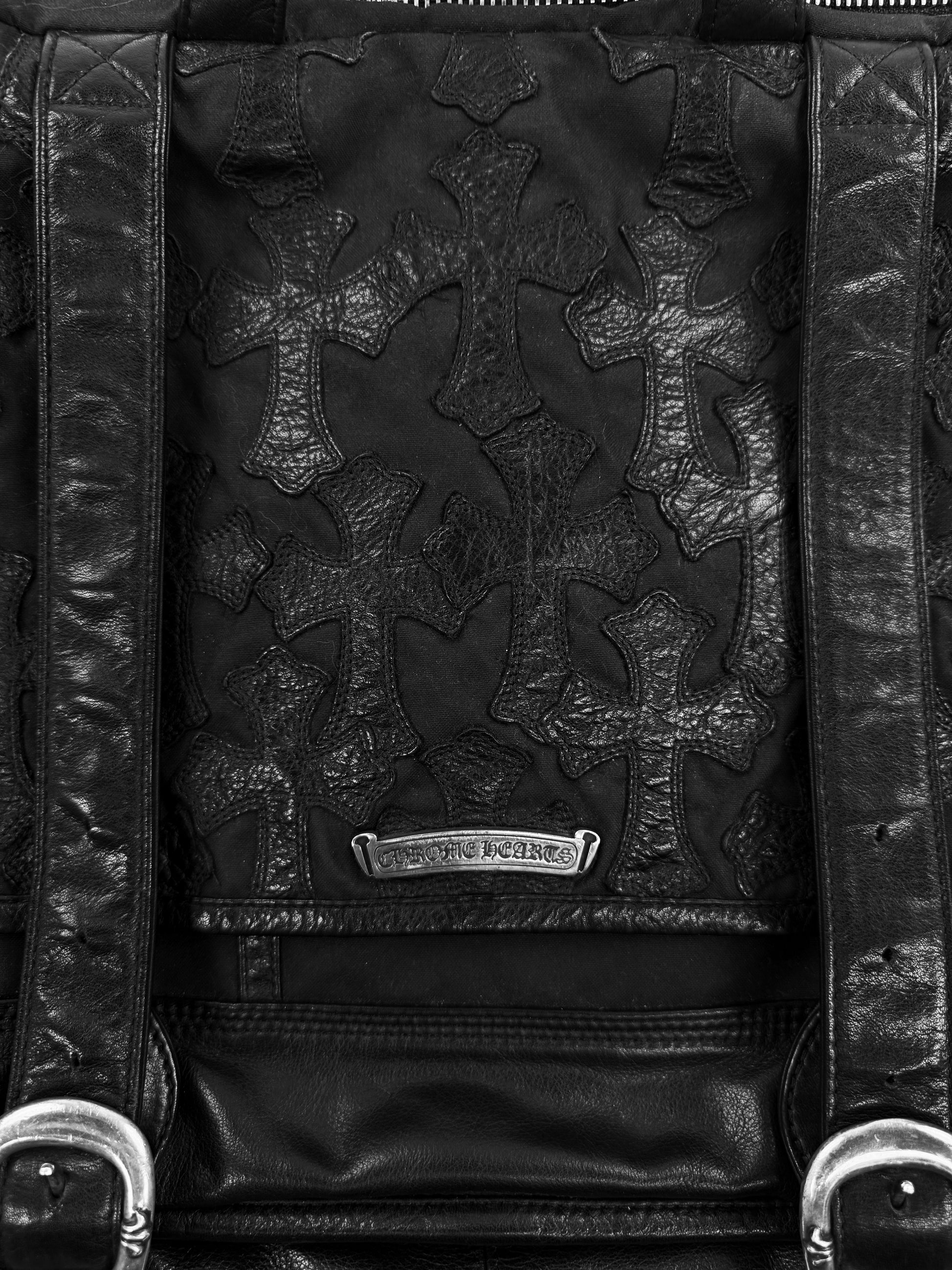 Chrome Hearts Cemetery Leather Cross Patch XL Messenger Crossbody Bag
