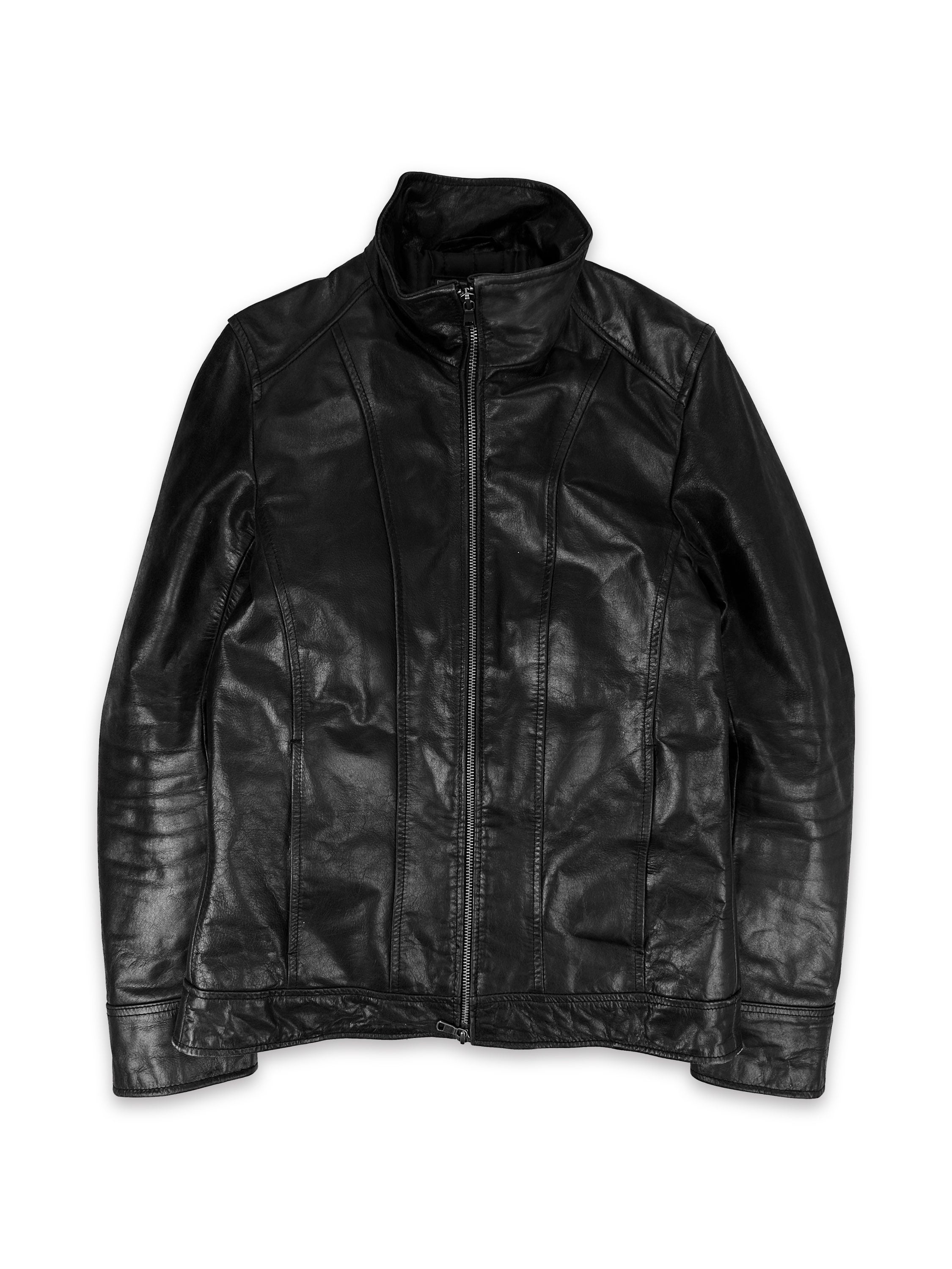 Tete Homme Black Leather Reinforced Biker Jacket