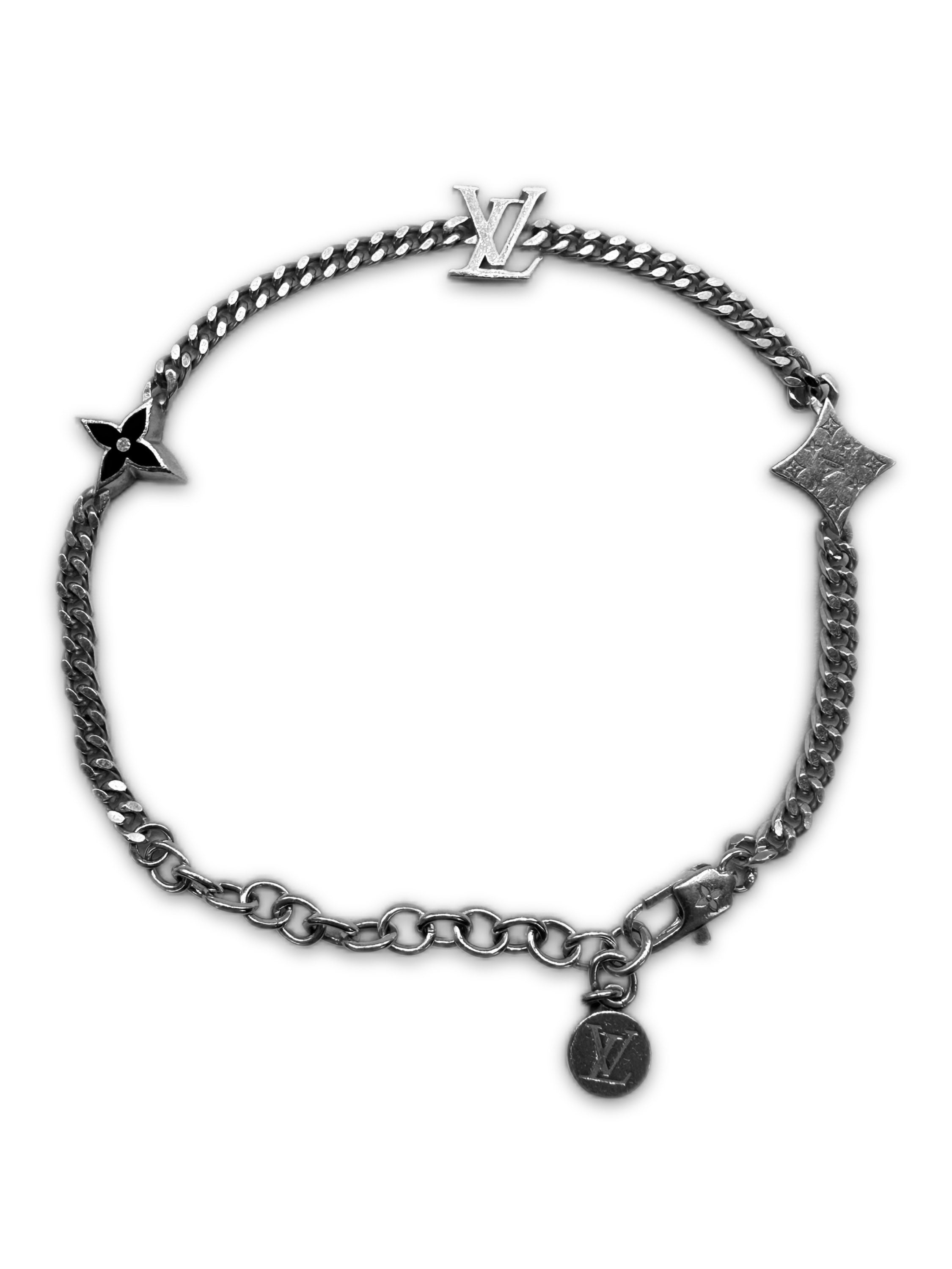 Louis Vuttion ‘Instict’ Silver Monogram Cuban Link Bracelet