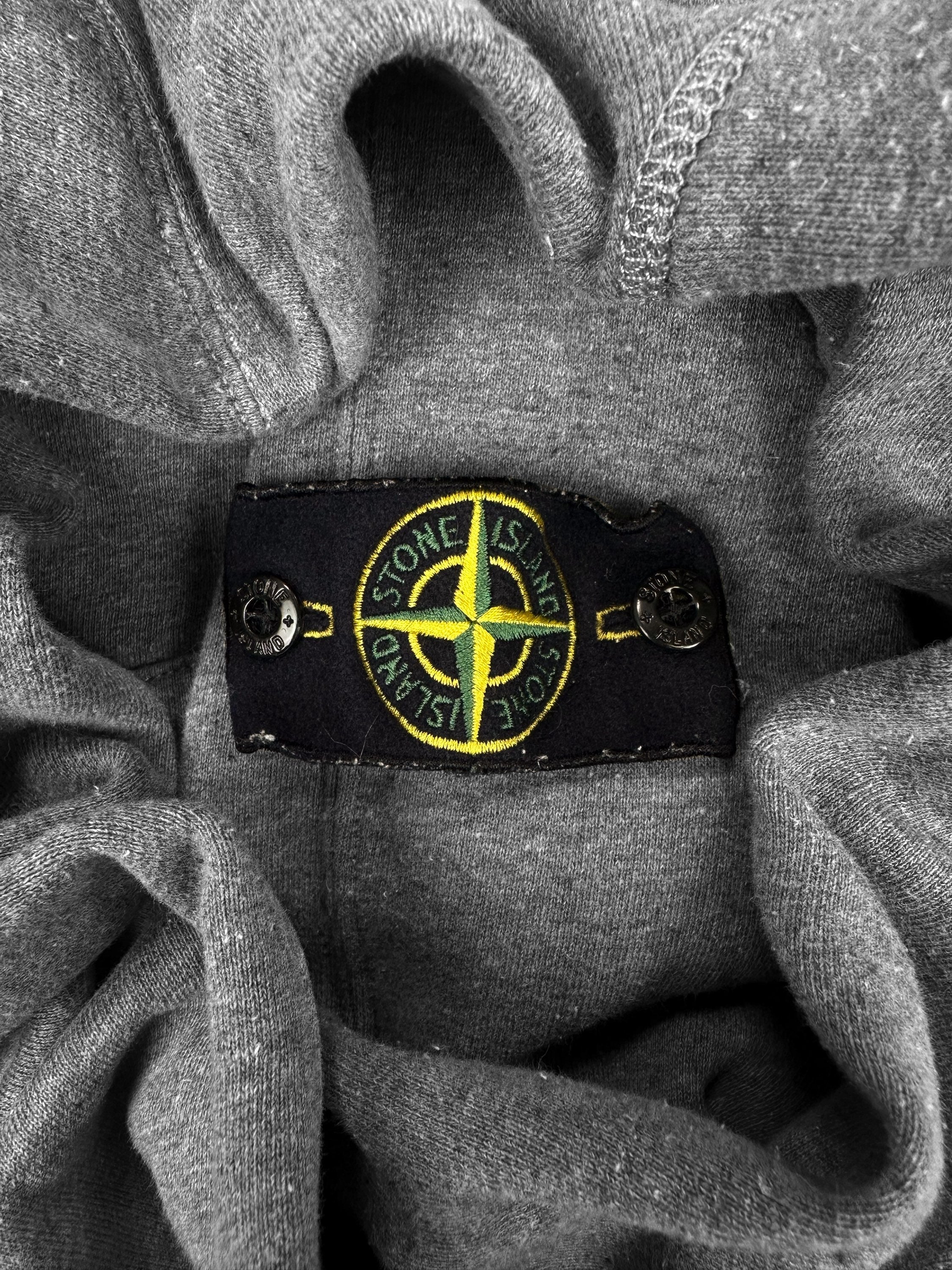 00s Stone Island ‘Compass’ Patch Full-zip Grey Hoodie