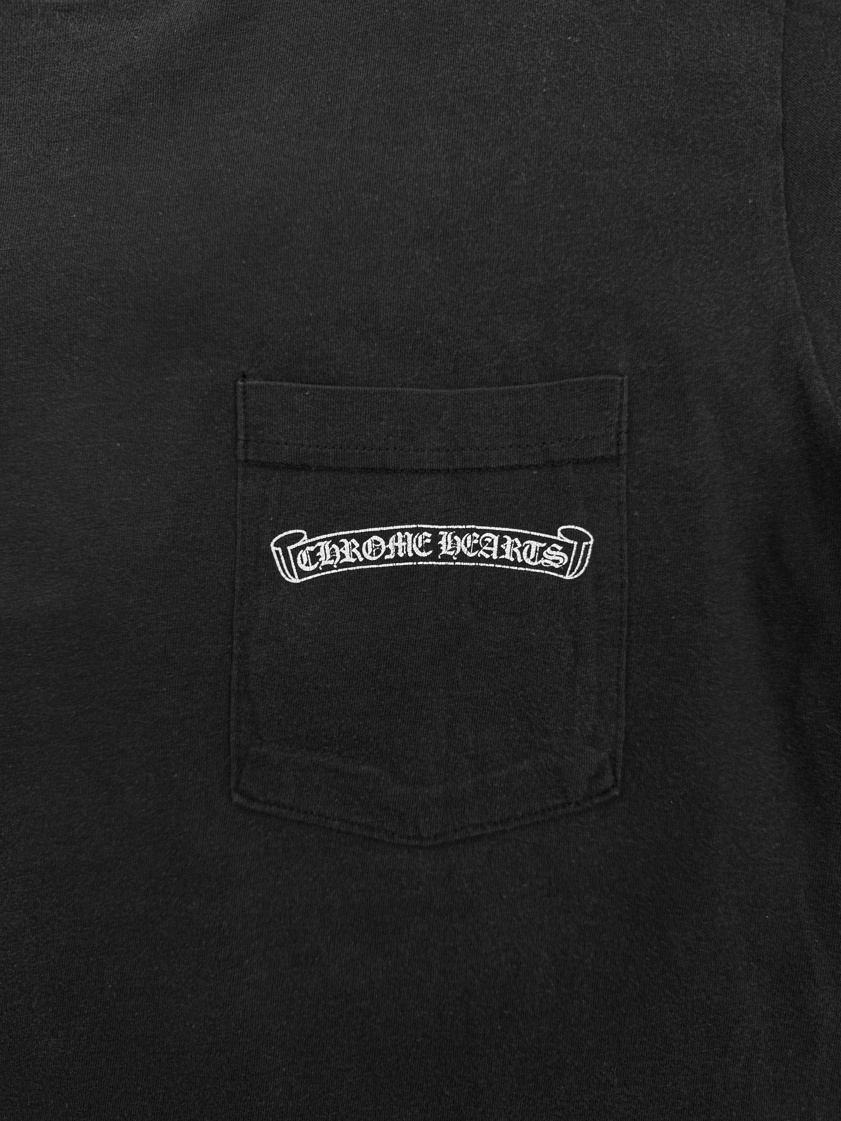Chrome Hearts Plus Scroll Logo Faded Pocket T-Shirt