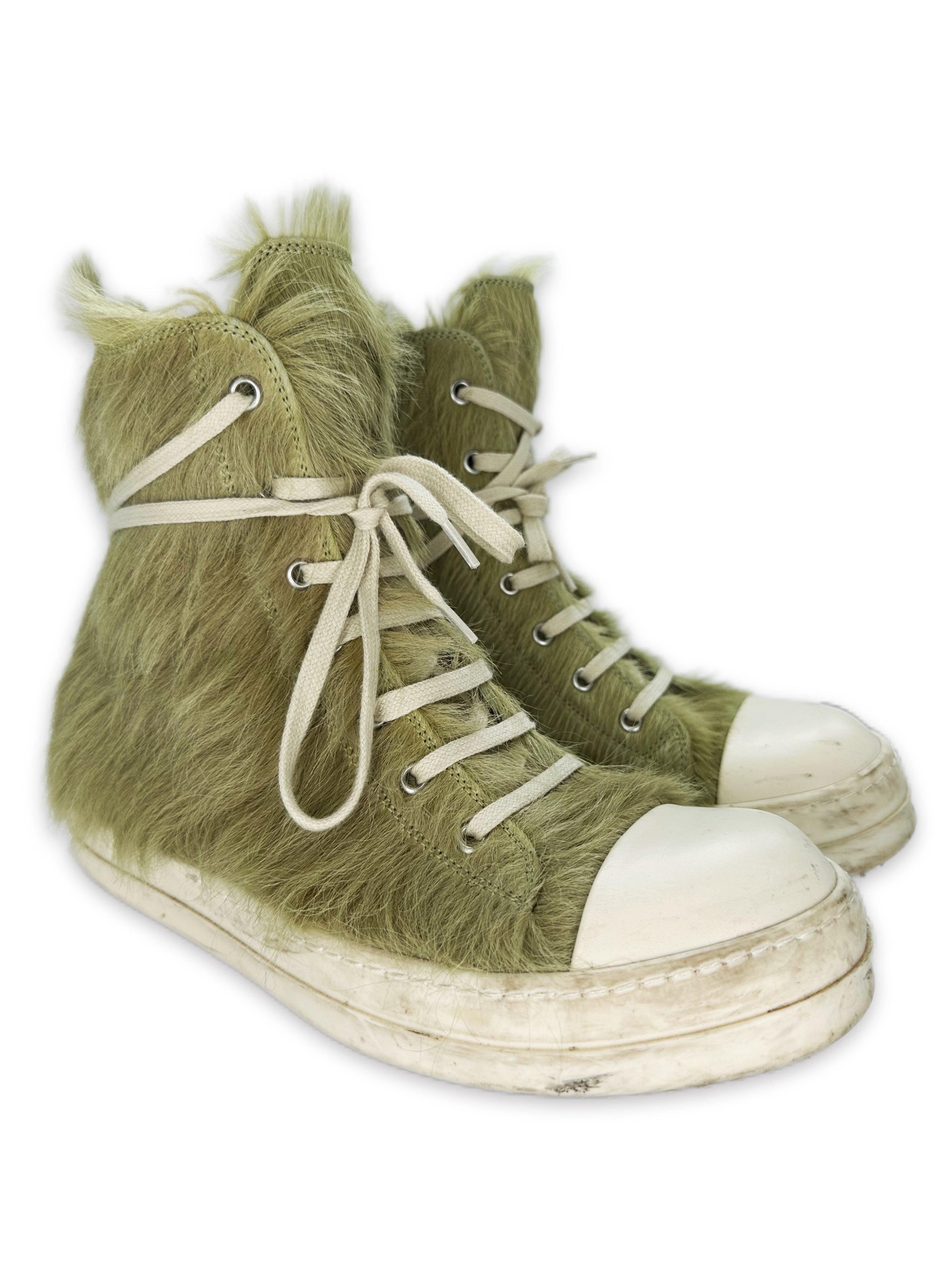 AW21 Rick Owens Pony Hair ‘Gethesmane’ Dirty Acid / Milk Ramone Sneakers