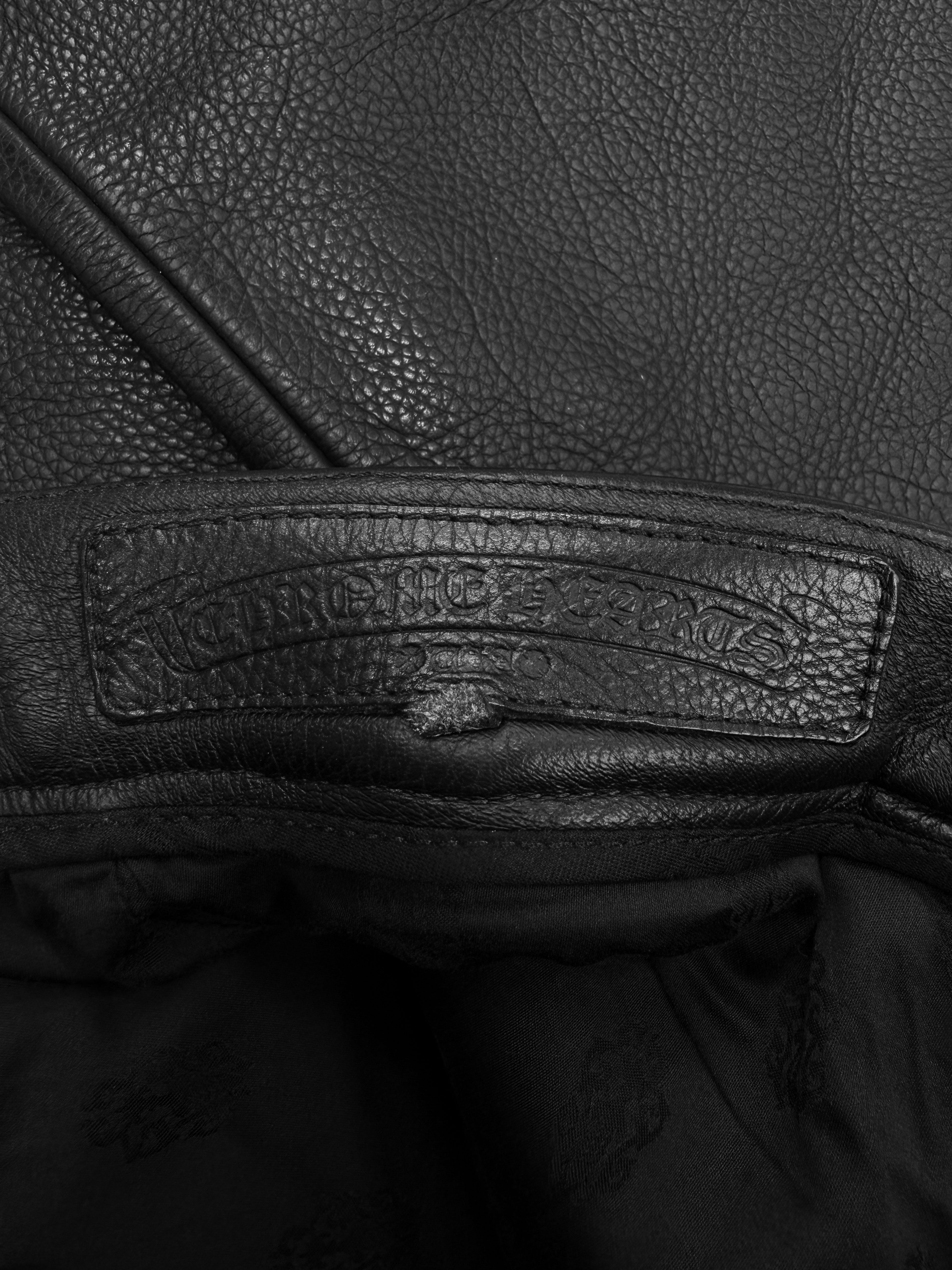 Chrome Hearts 20 Cross Patch Black Leather Heavy Weight .925 Silver Pants