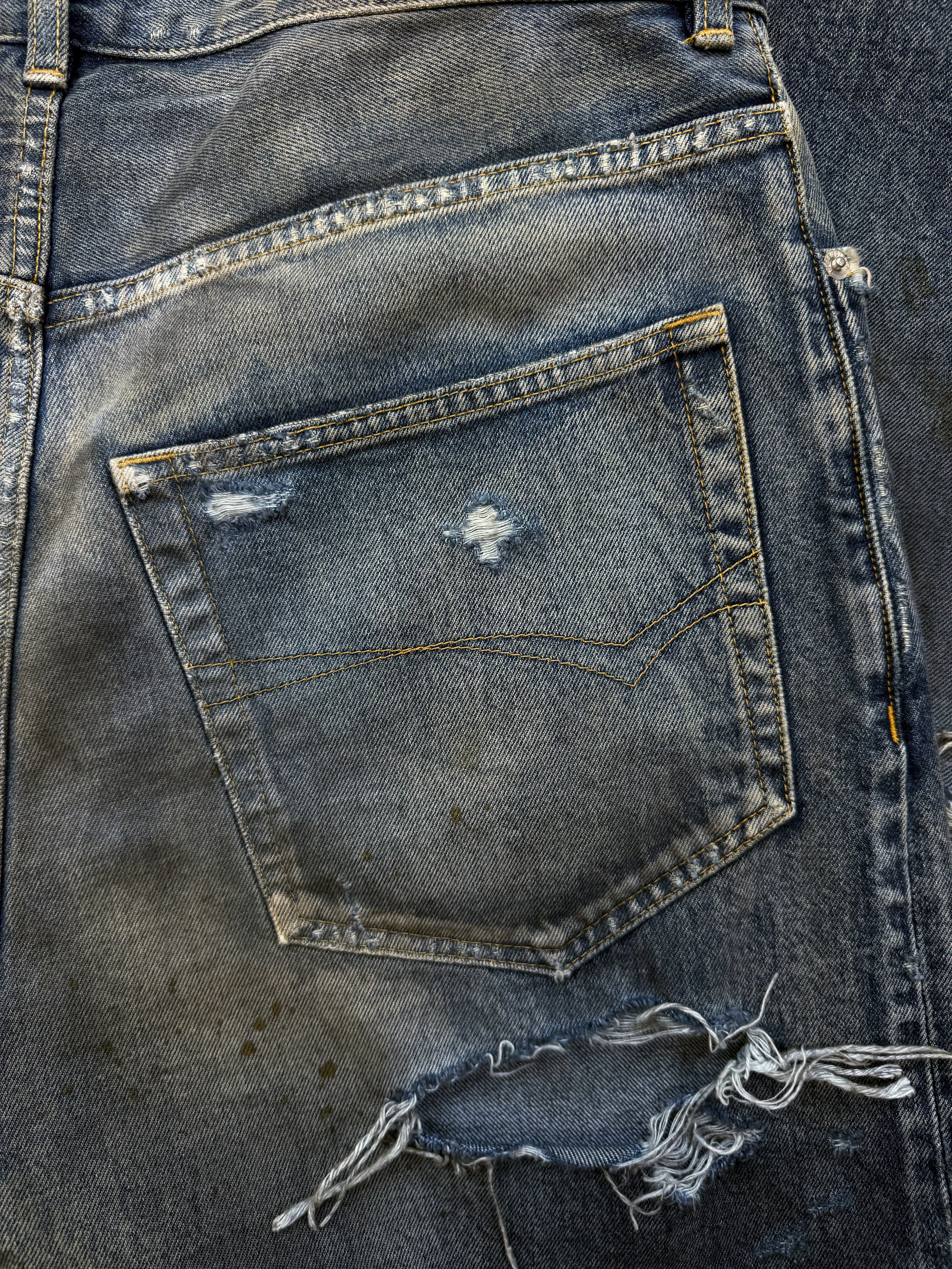 SS23 Balenciaga ‘Mud Show’ Blue Dirt Wash Distressed Baggy Denim