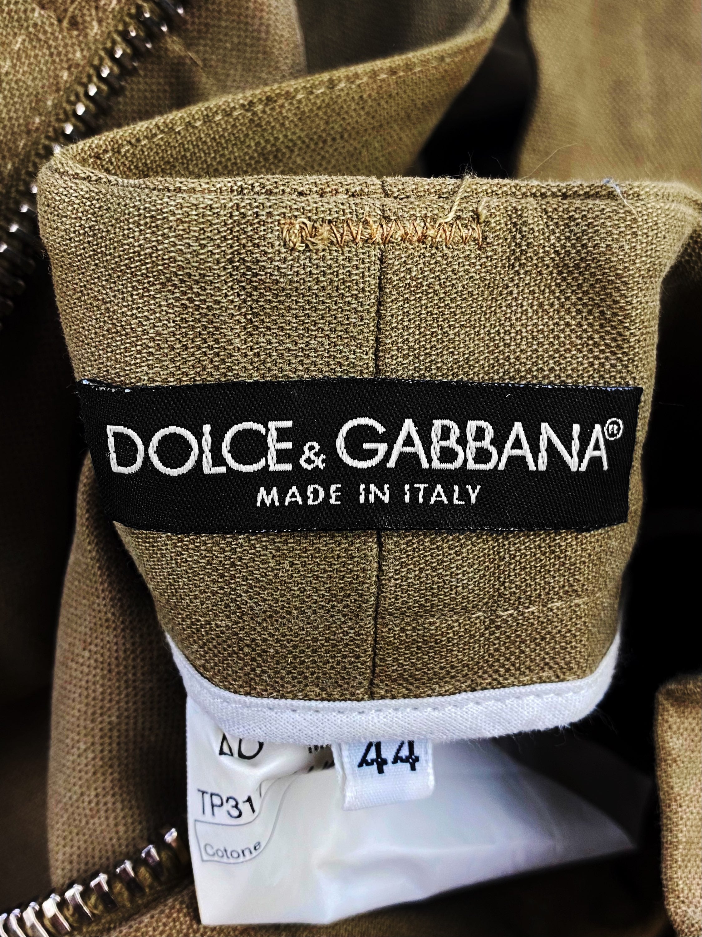 00s Dolce &amp; Gabbana Belted Tan Multi Pocket Cargo Pants