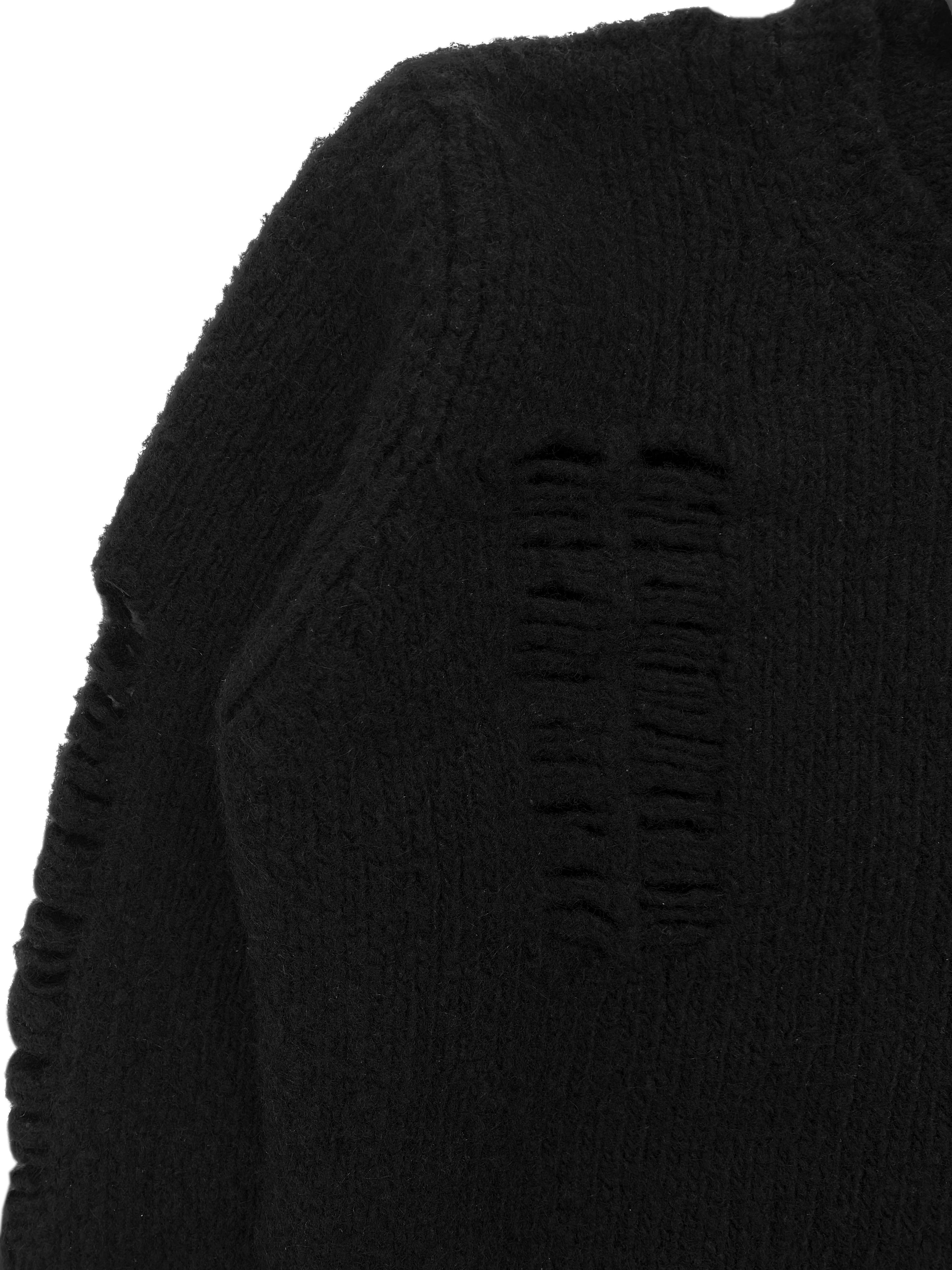 Marni Hand Distressed Black Wool Knitted Sweater