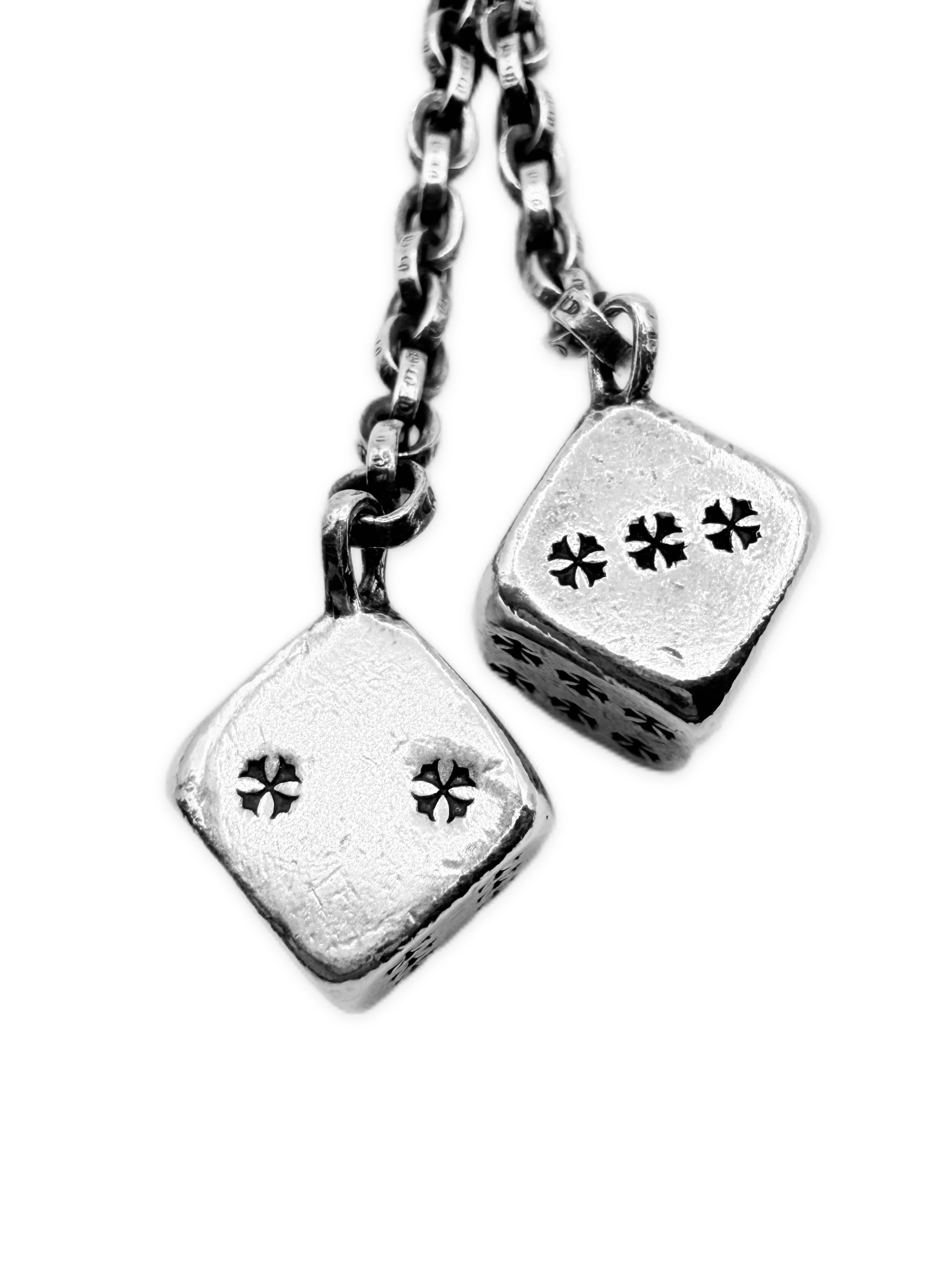Chrome Hearts Dice Lobster Clasp .925 Silver Paper Chain Keychain