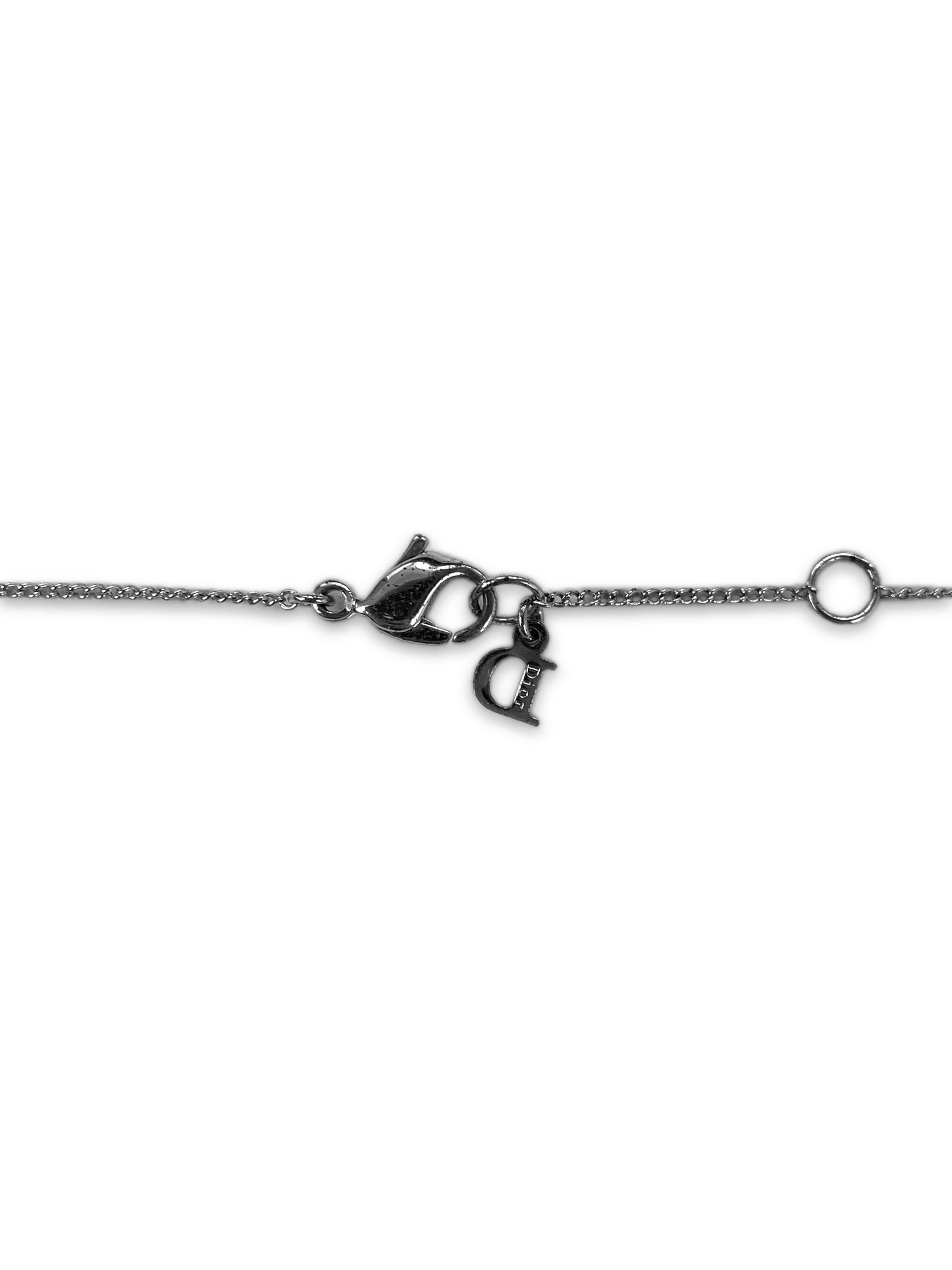 00s Dior Spellout Logo Pendant Silver Necklace