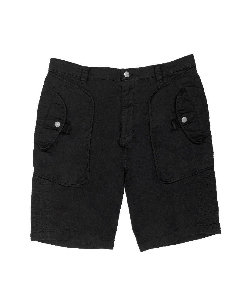 Helmut Lang Aviation Panelled Black Buttoned Cargo Shorts