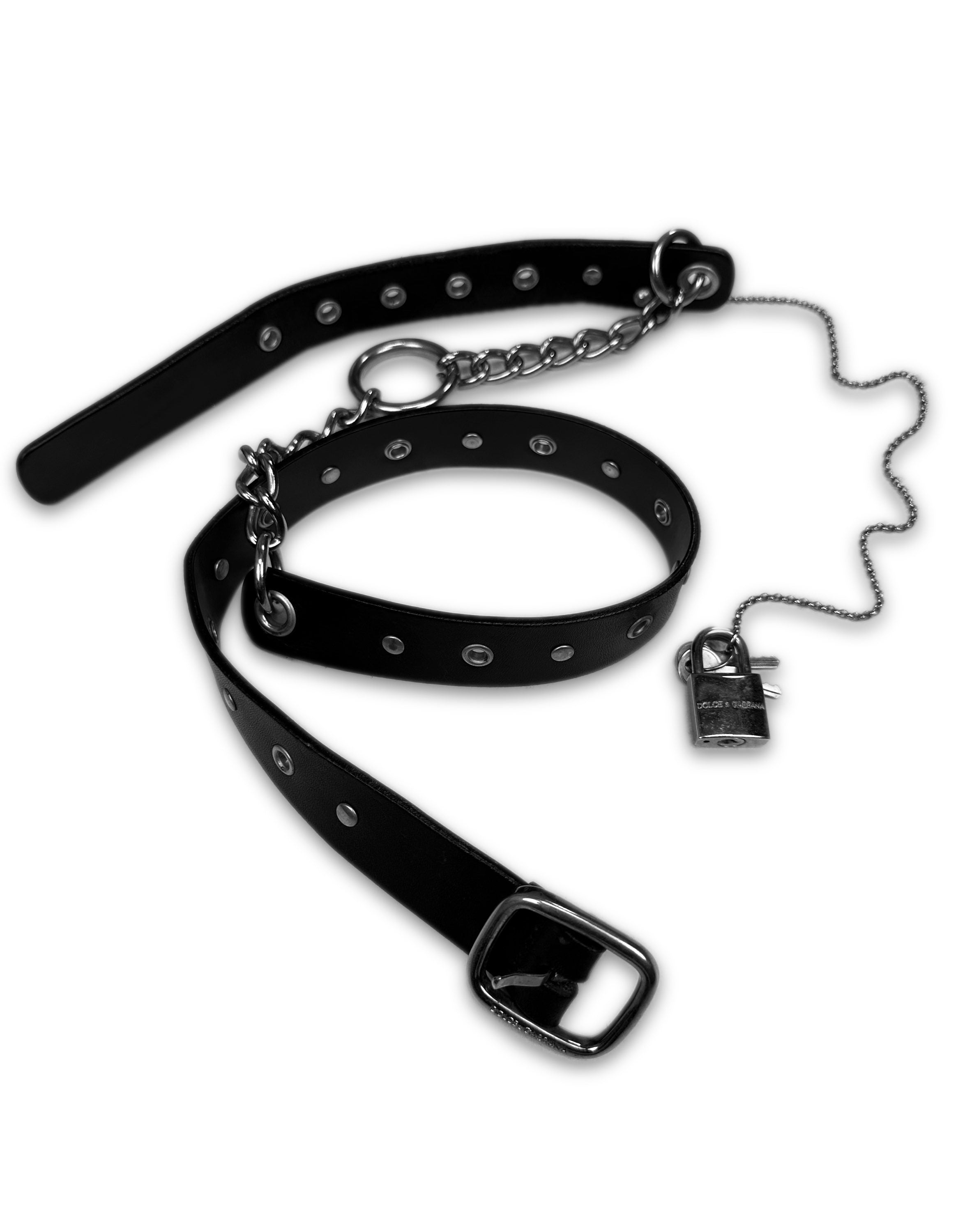 SS03 Dolce & Gabbana ‘Sex’ Choker Lock & Chain Leather Belt