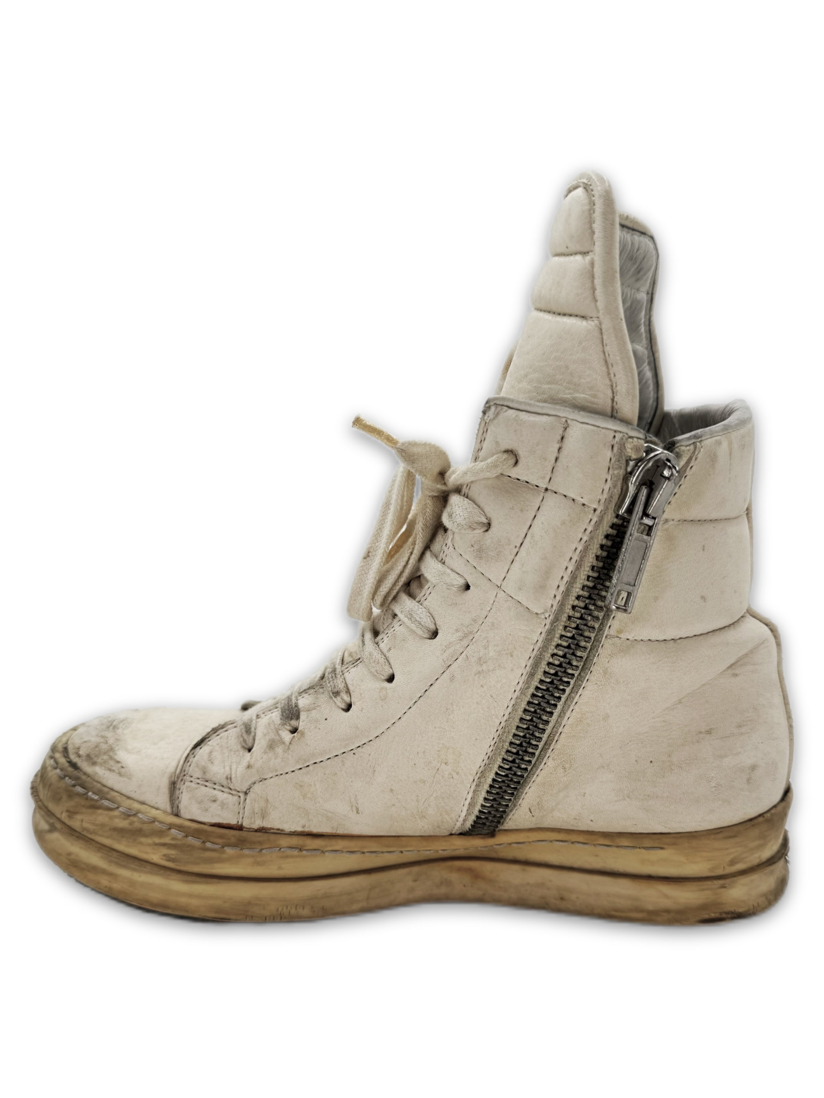SS07 Rick Owens ‘Minimal Dunk’ Cream Leather Hi-top Sneaker