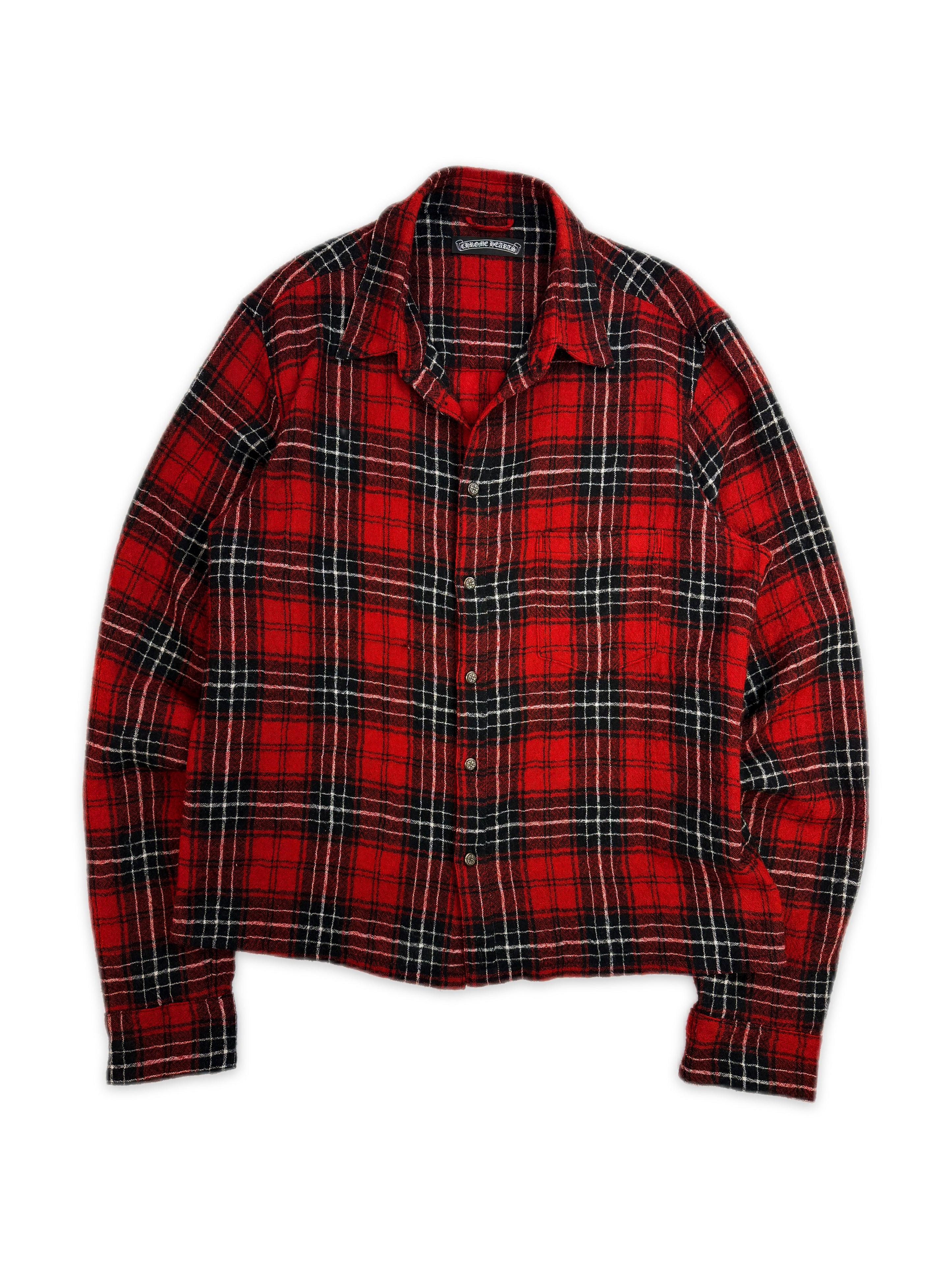 Chrome Hearts Dual Cross Patch Red Oval Button Heavy Weight Wool Flannel