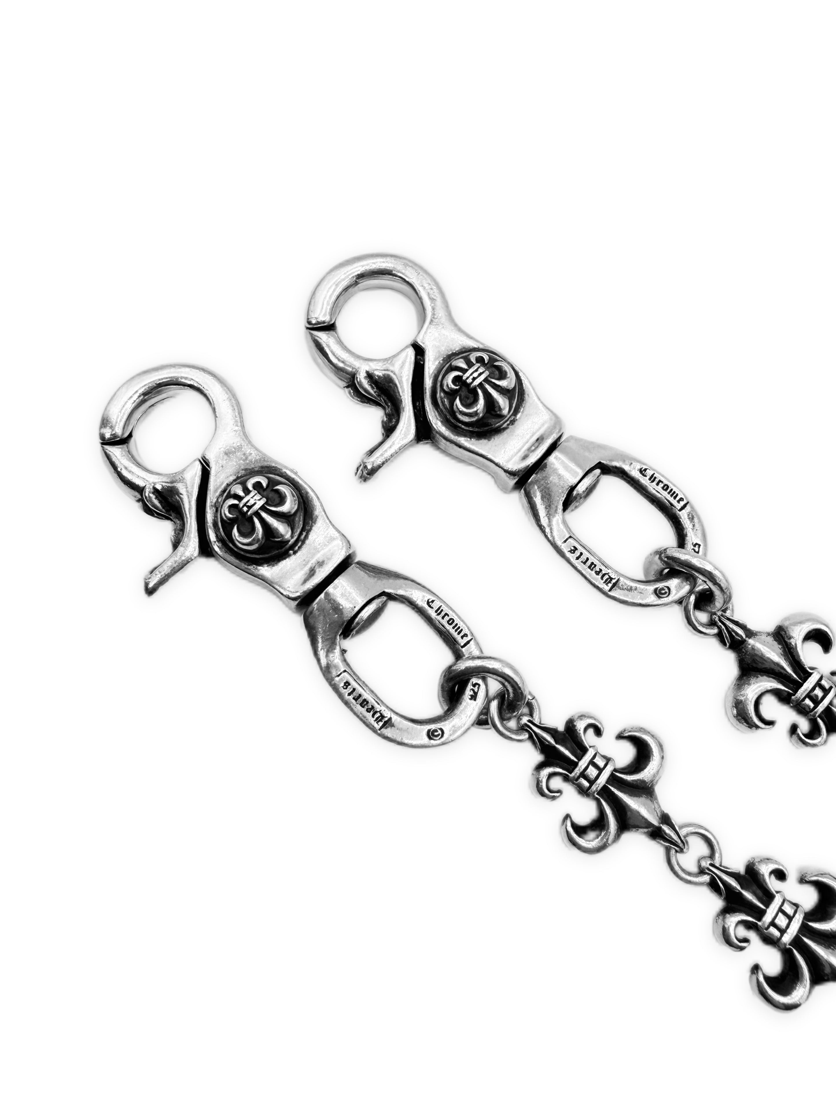 Chrome Hearts 30 in Fleur de Lis .925 Silver Double Lobster Clasp Wallet Chain