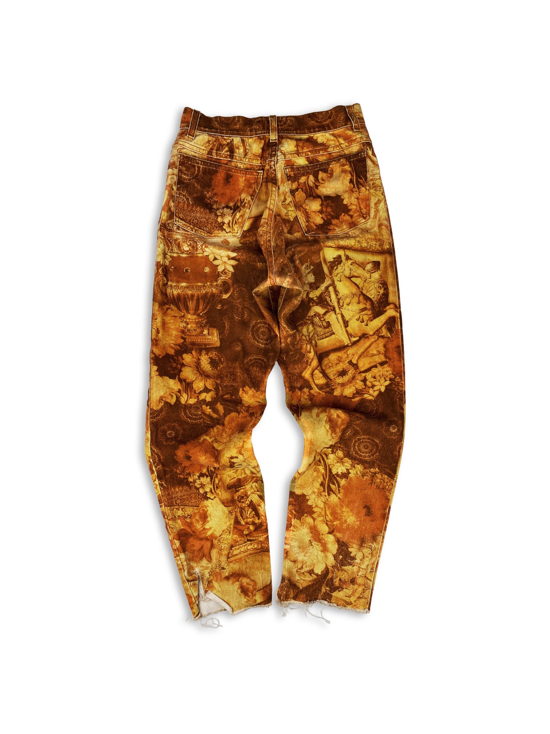 00s Roberto Cavalli ‘Knight’ Full Print Rustic Medieval Denim