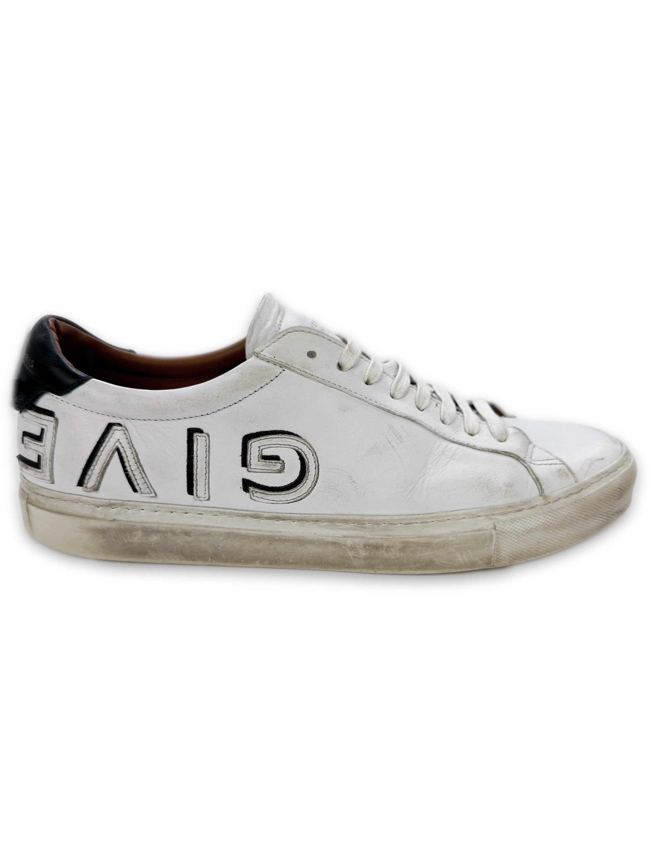 Givenchy Paris White Leather ‘Spell Out’ Logo Sneakers