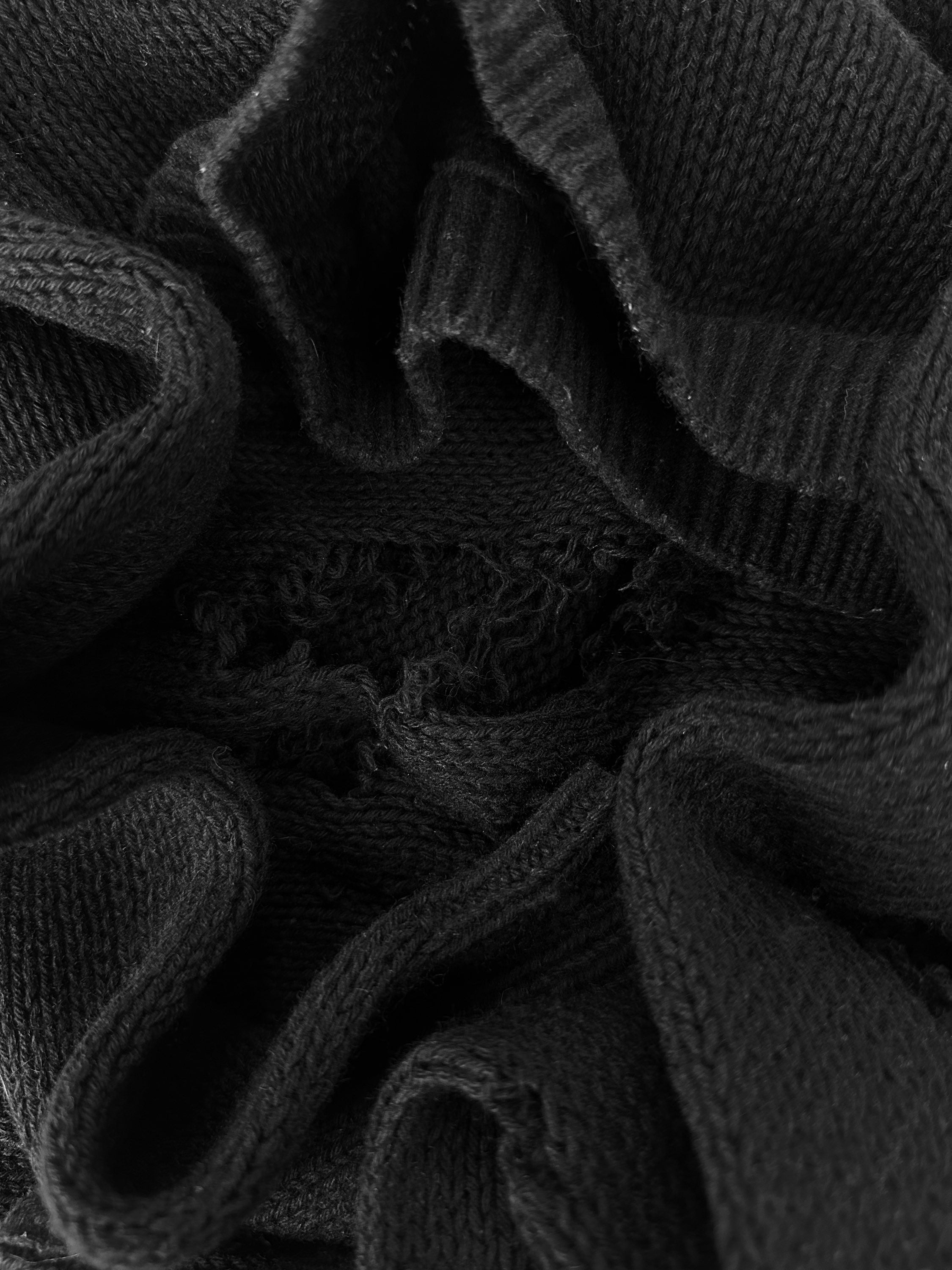 Alexander McQueen Black Distressed Knit Oversized Sweater