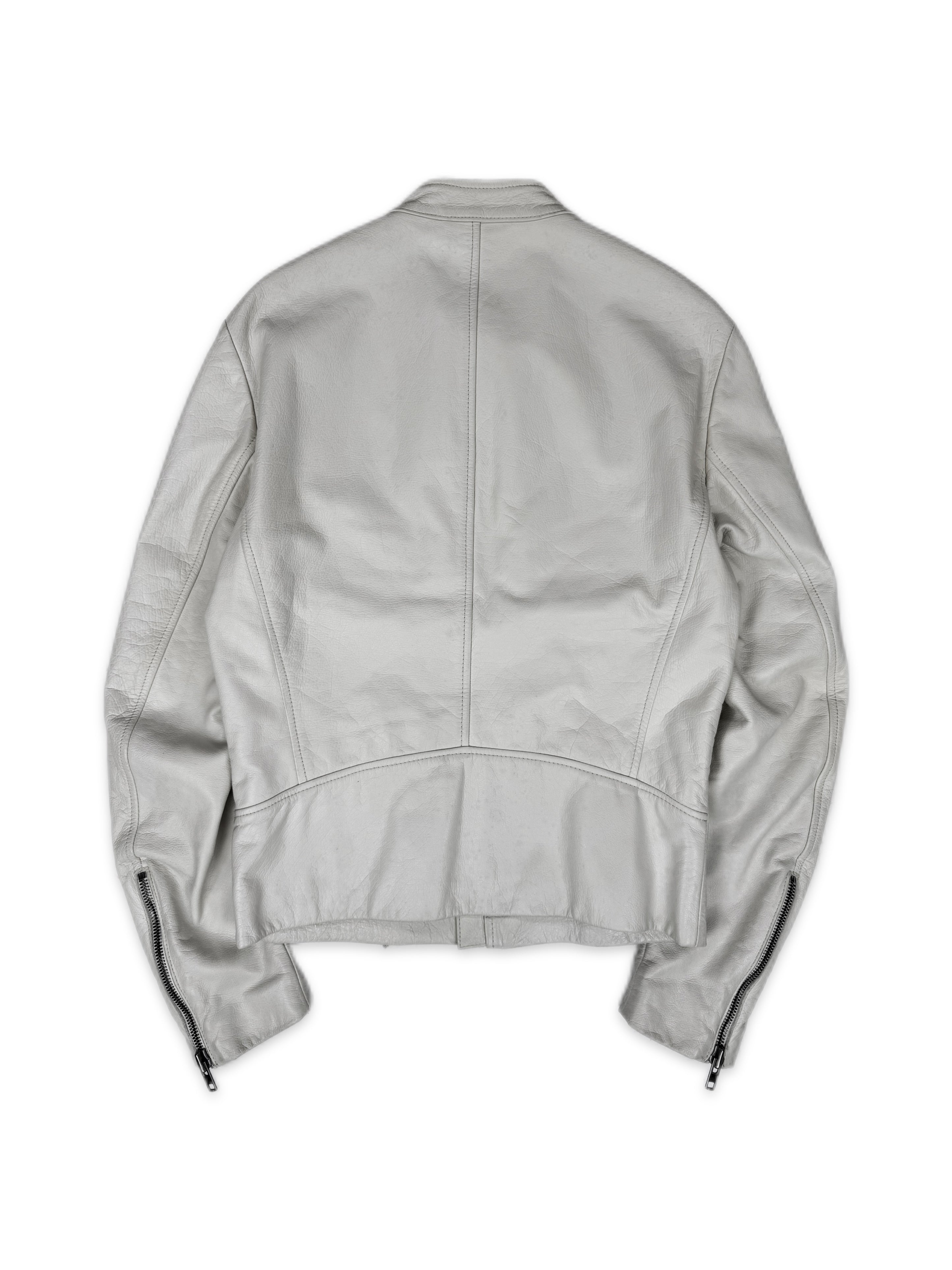 SS08 Maison Margiela ‘5 Zip’ White Leather Racing Jacket