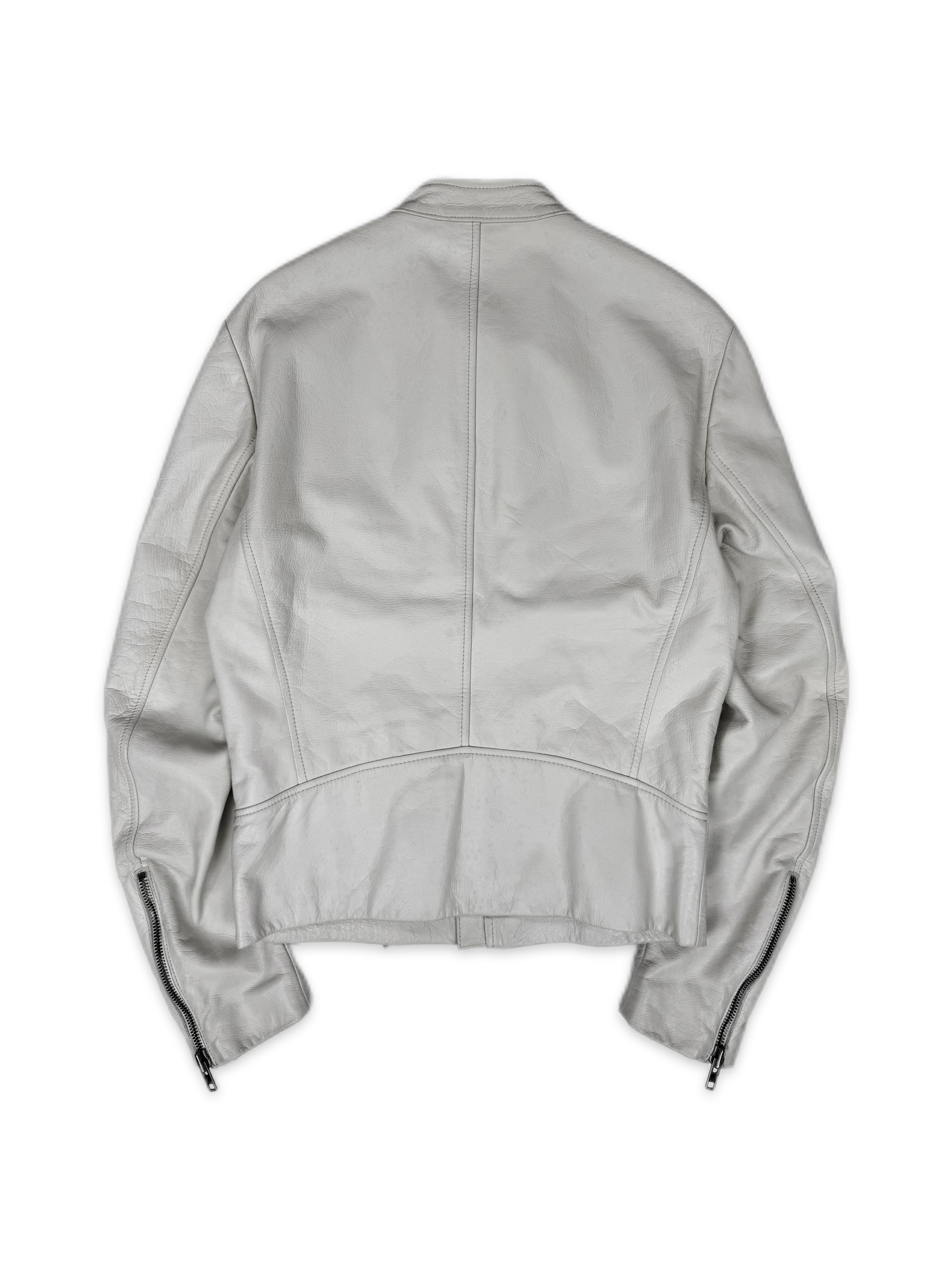 SS08 Maison Margiela ‘5 Zip’ White Leather Racing Jacket