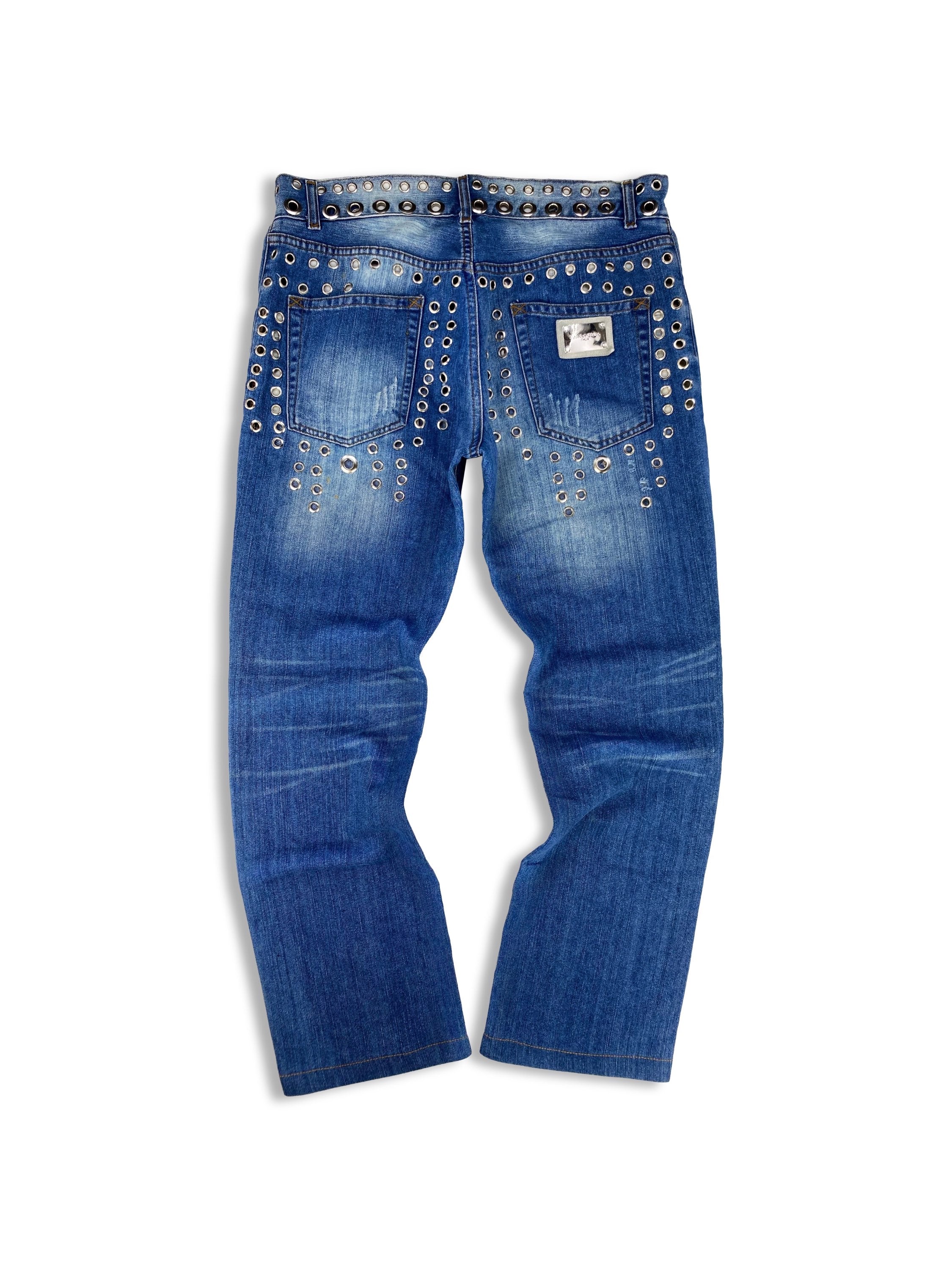 SS06 Dolce &amp; Gabbana ‘Eyelet’ Studded Light Wash Denim