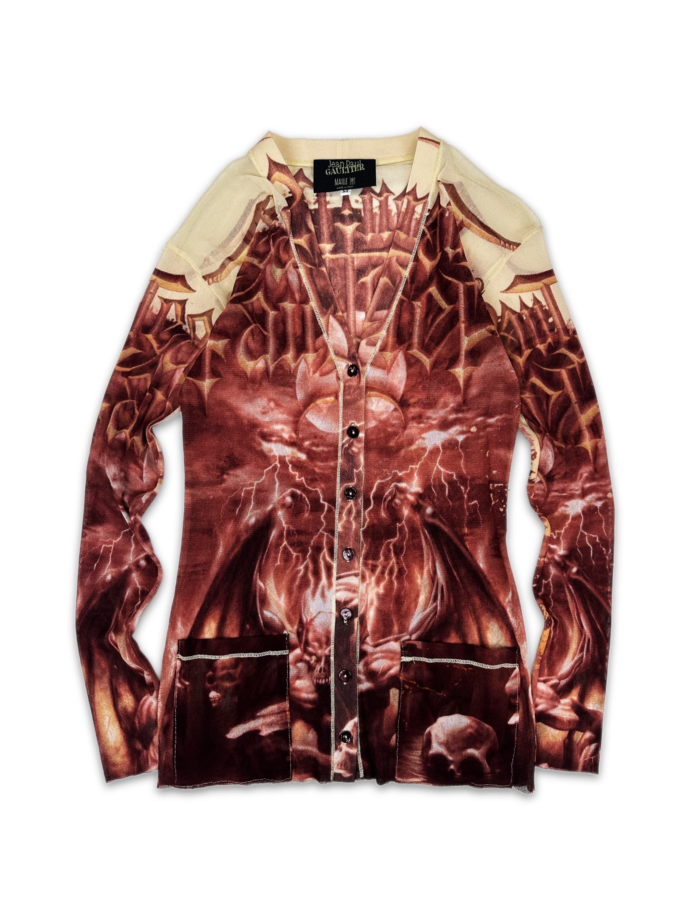 SS01 Jean Paul Gaultier ‘Satan’ Tattoo Mesh Cardigan