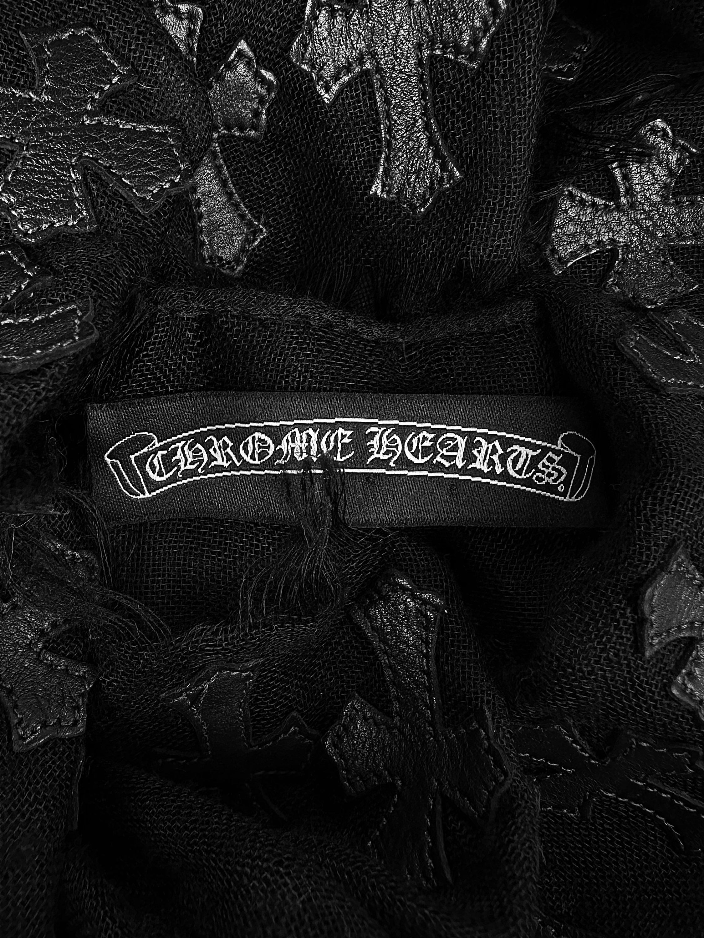 Chrome Hearts ‘44 Cross’ Patched Leather Black Scarf