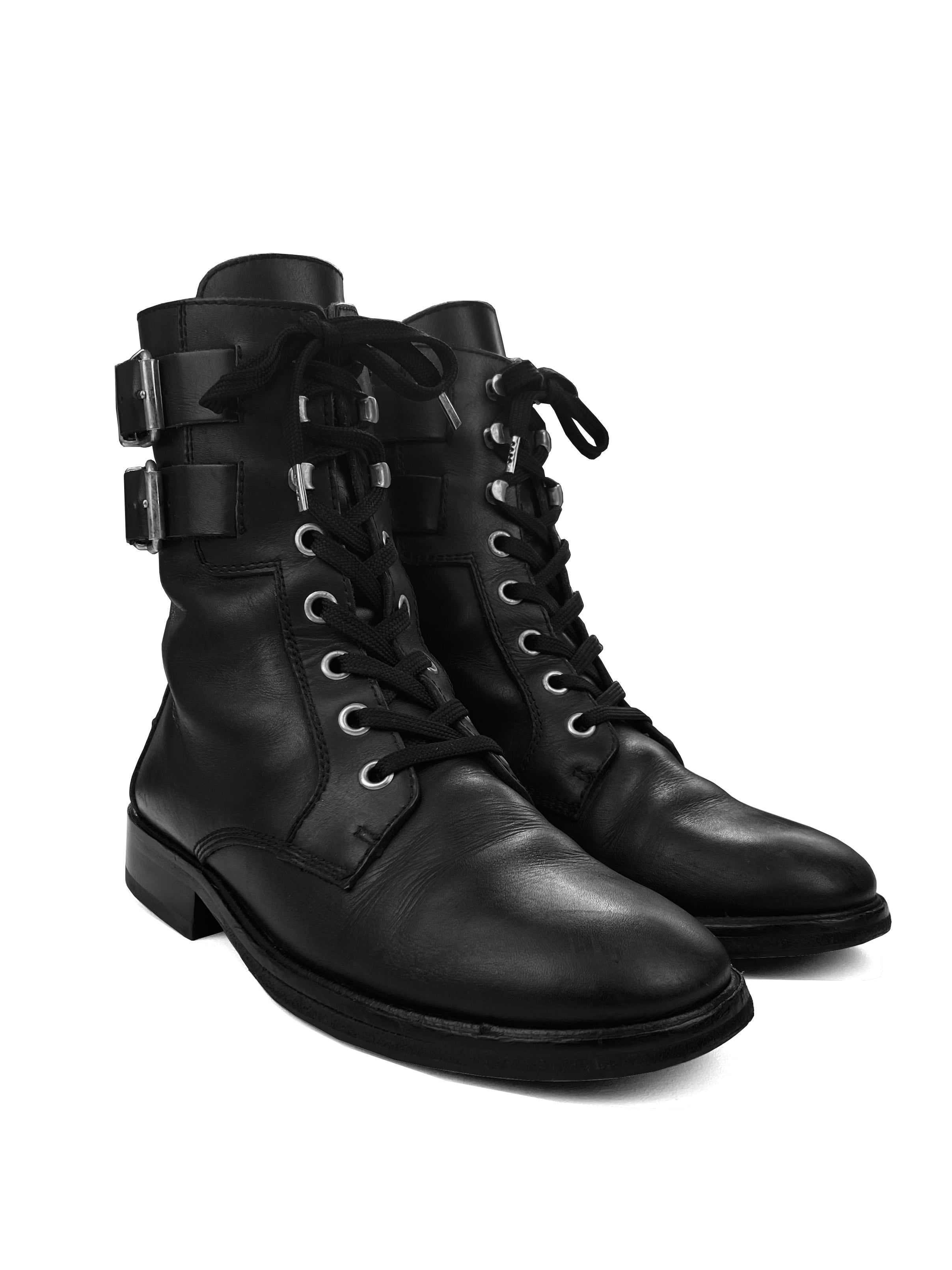 AW06 Raf Simons Leather Belted Combat Boots