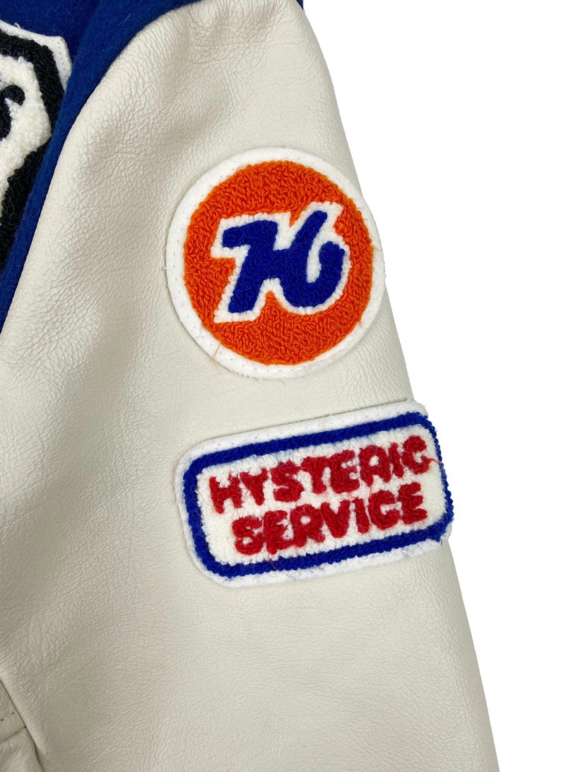 Hysteric Glamour ‘666’ Patched Leather Varsity Jacket